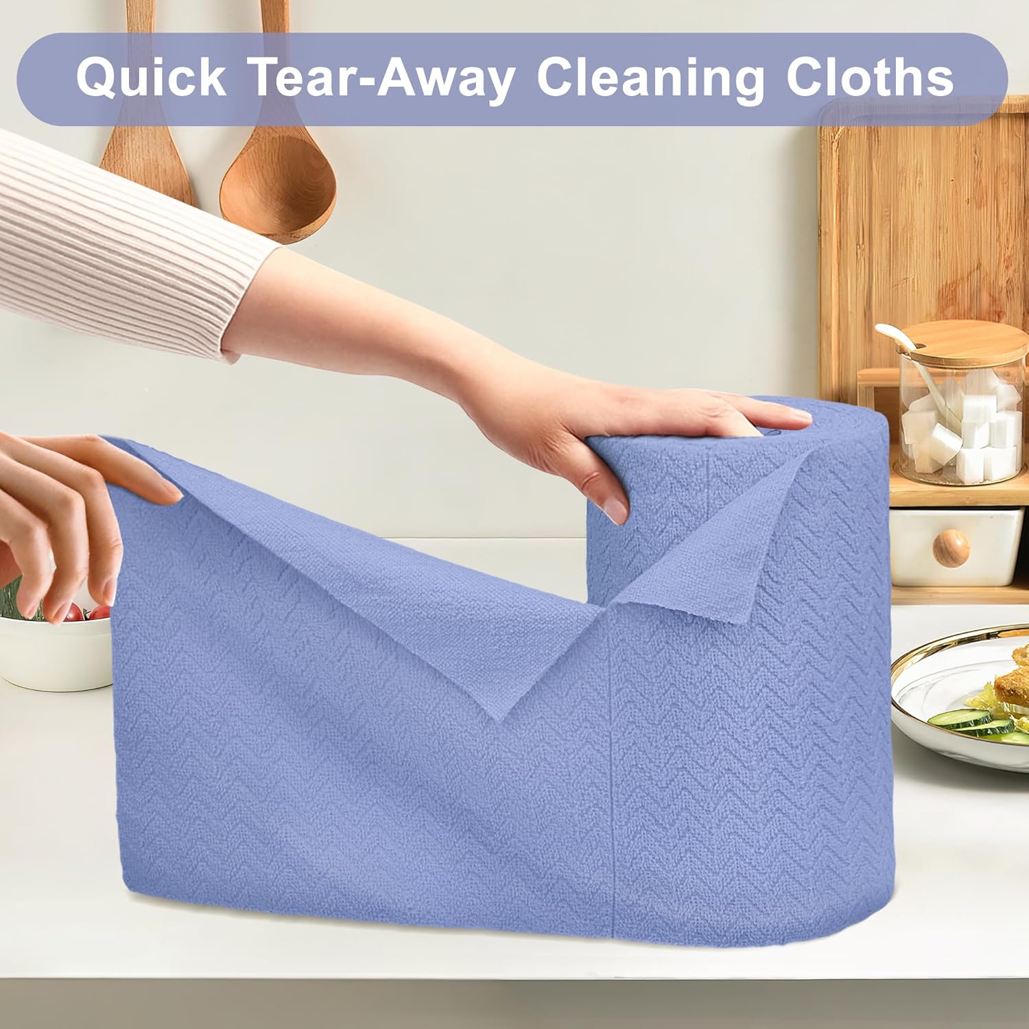 LIVOS Microfiber Cleaning Cloth Roll - 80 Pack, Reusable Paper Towels, Microfiber Towels for Cars