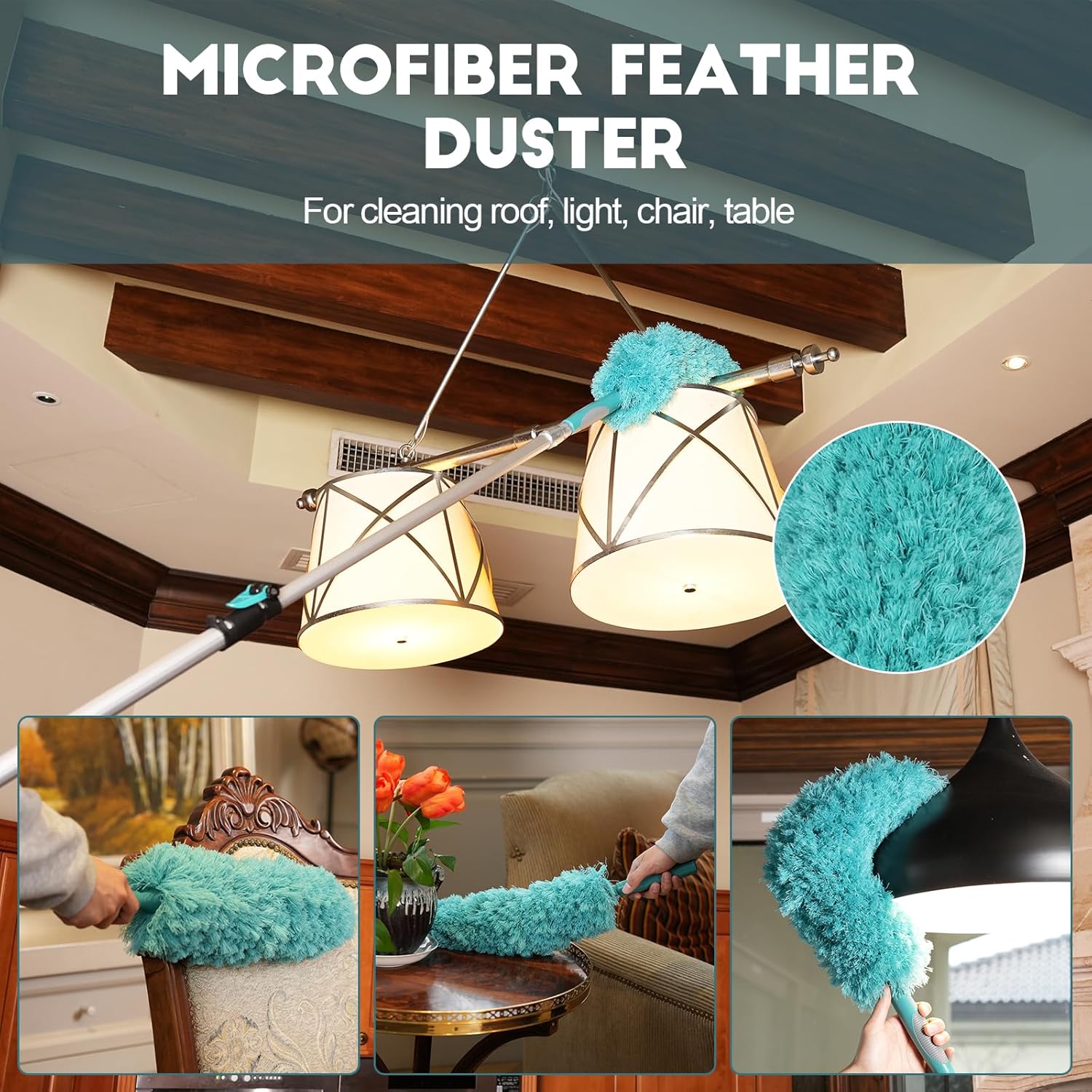 30 Foot High-Reach Duster Kit with 6-24FT Extendable Pole - High Ceiling Duster Cleaning Kit with