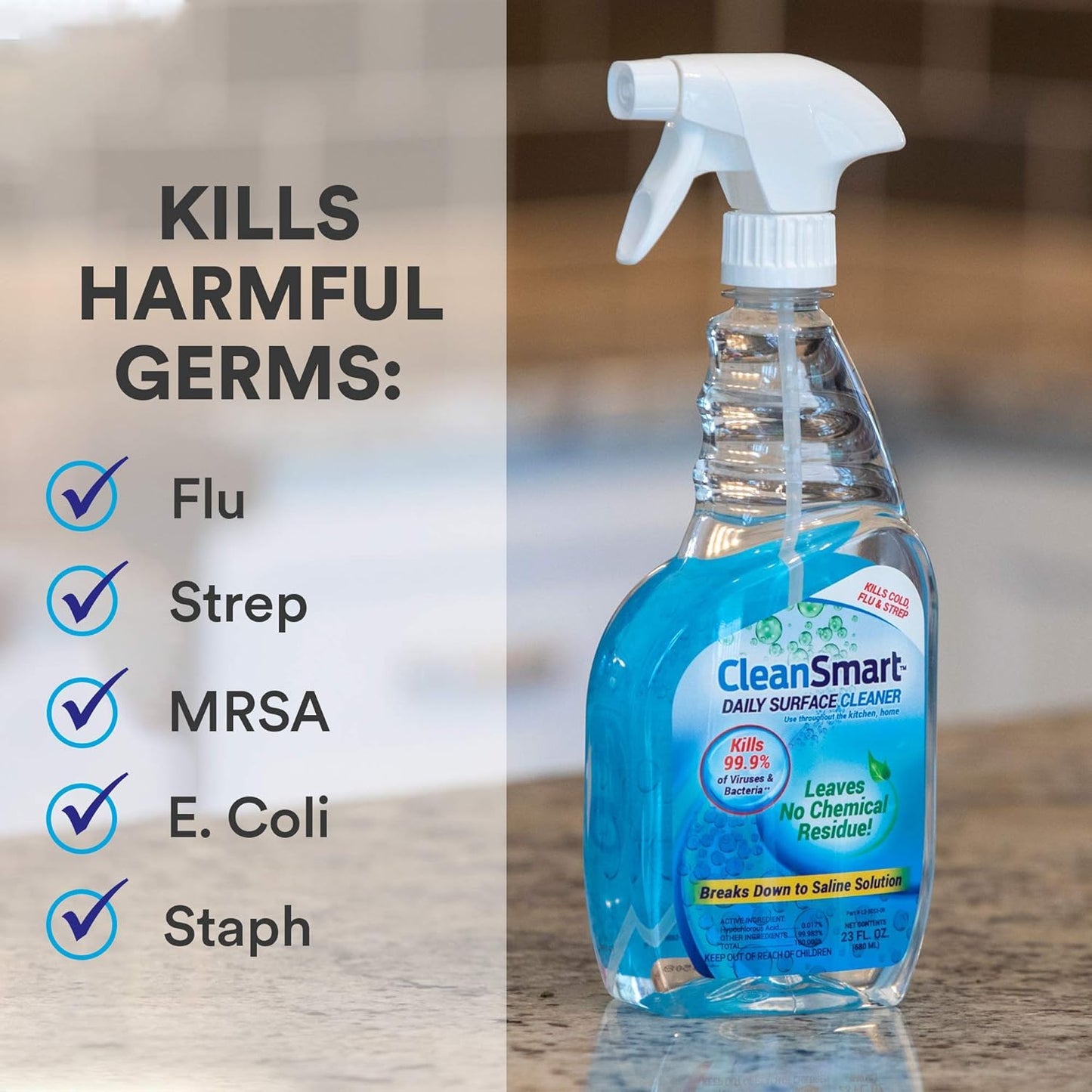 CleanSmart Daily Surface Cleaner and Pet-Safe Disinfectant, Kills 99.9% of Viruses, Bacteria, 23