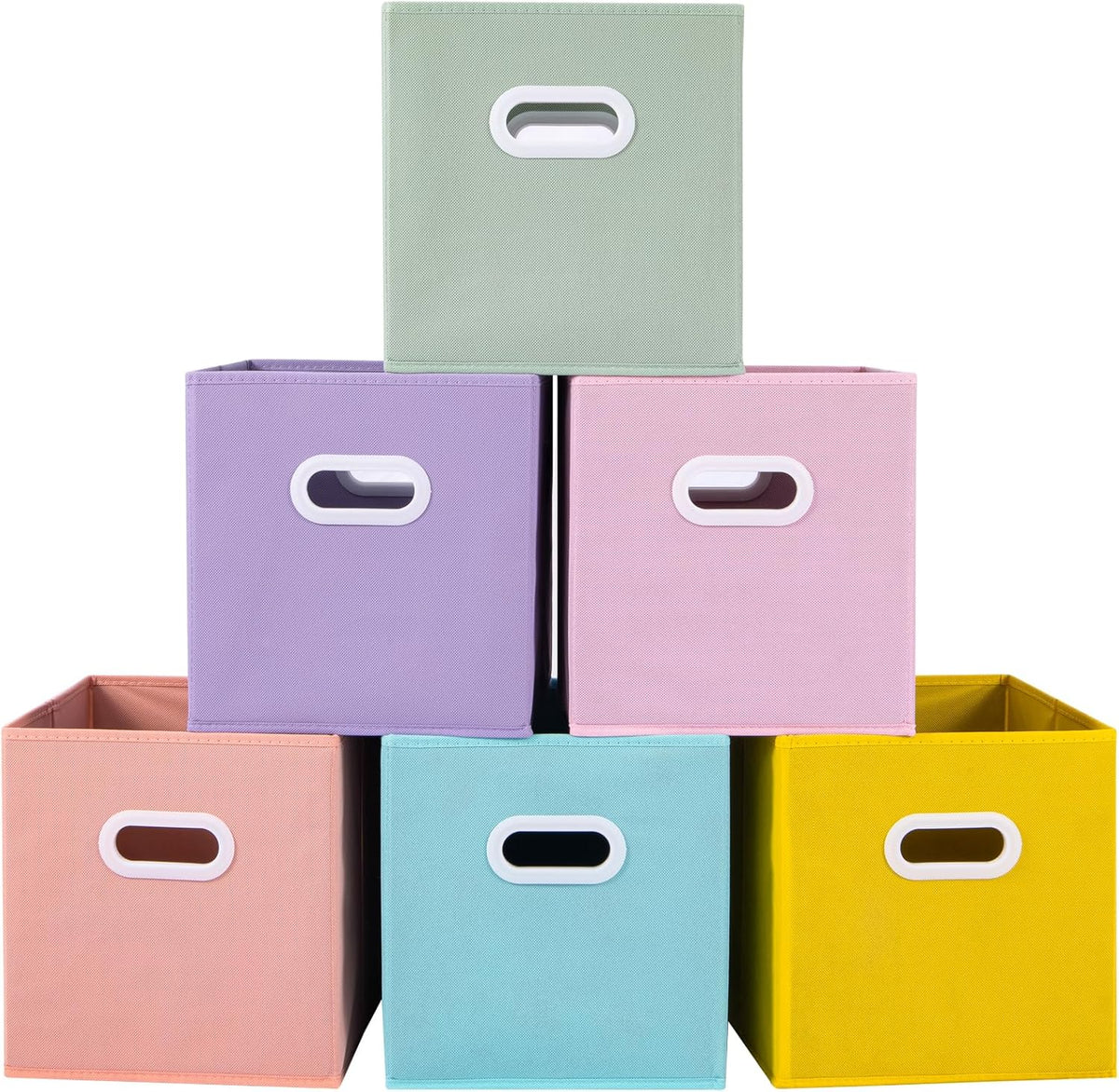 Stero Fabric Storage Cubes Bins, 13 inch Fun Colored Foldable Storage Baskets with Dual Plastic