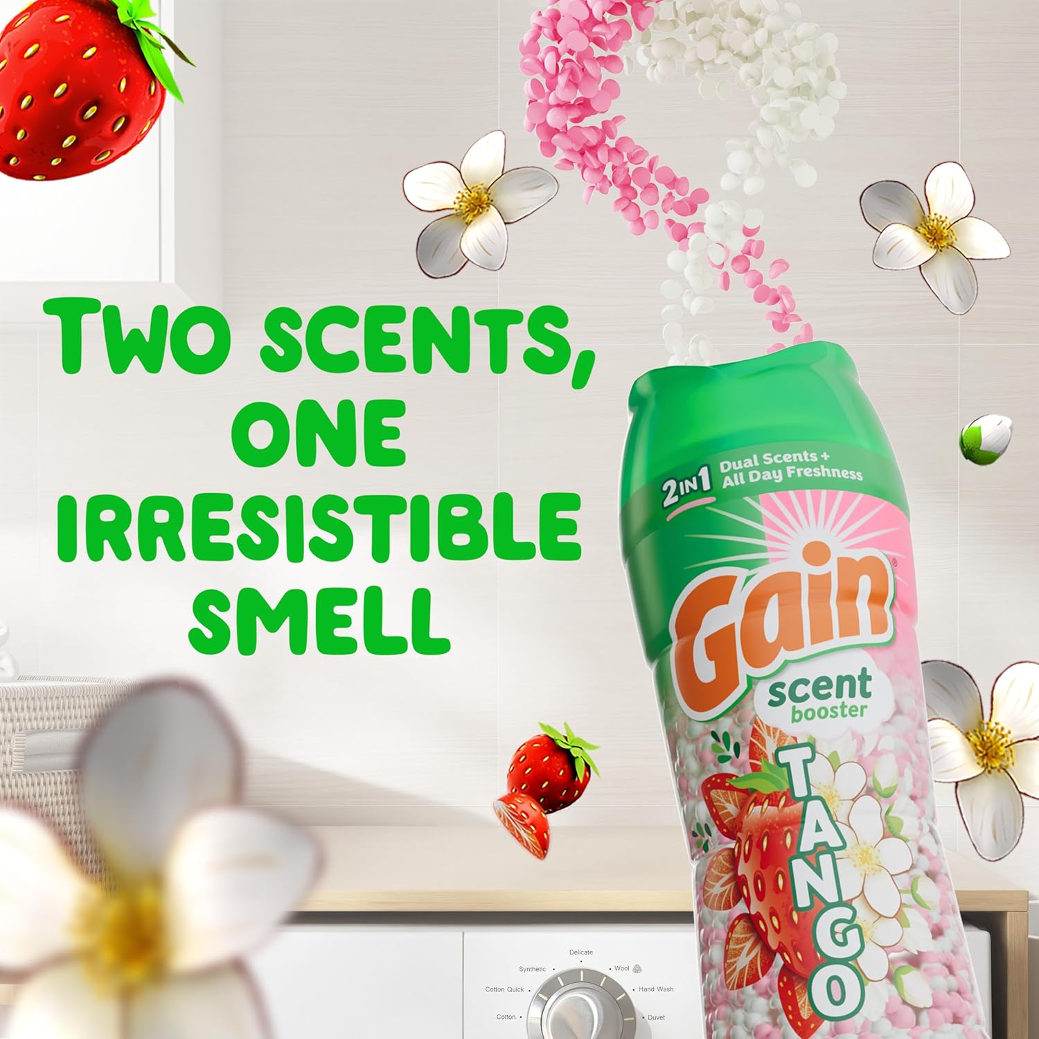 Gain Tango 2-in-1 Laundry Scent Booster Beads, Strawberry and Shea Scent, 10.7 oz, Laundry Beads