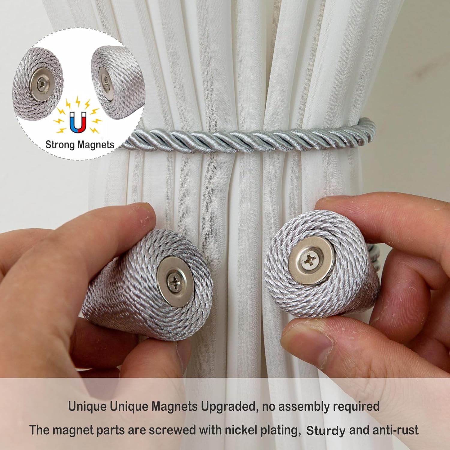 Magnetic Curtain Tiebacks 6 Pack Outdoor Rope Curtain Tie Backs Decorative Window Treatment