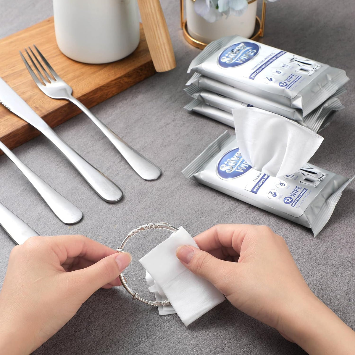 6 Pack/ 72 Pcs Silver Cleaner Wipes Silver Polish Jewelry Cleaner Cleaning Jewelry Wipes for