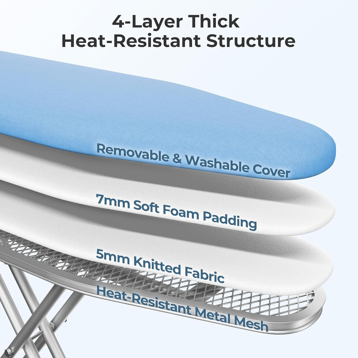 Yaheetech Foldable Ironing Board, Heavy Duty Iron Board with 9 Adjustable Heights, 4 Layer Cover