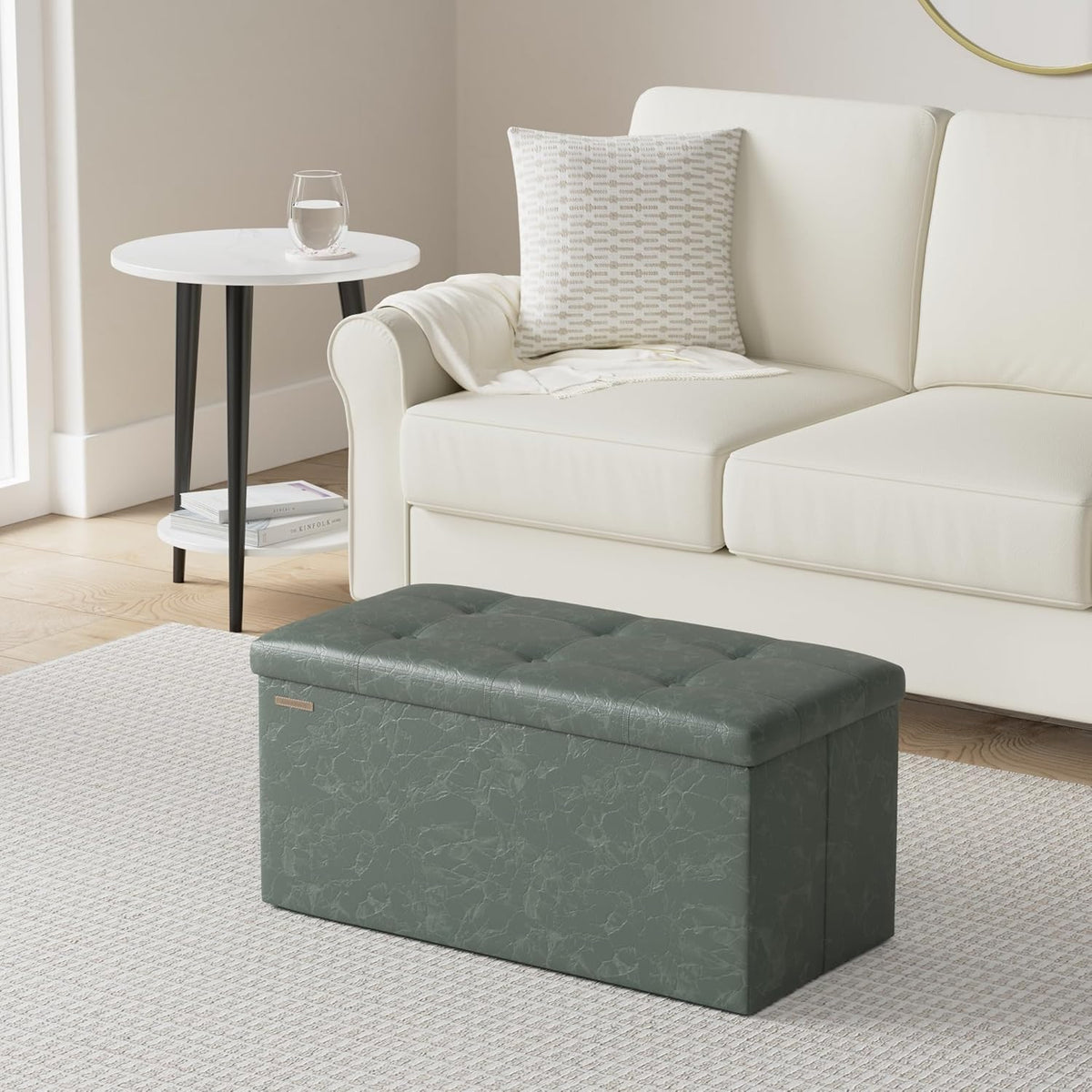 SONGMICS Mazie Collection - 30 Inches Folding Storage Ottoman Bench, Ottoman with Storage, Foot