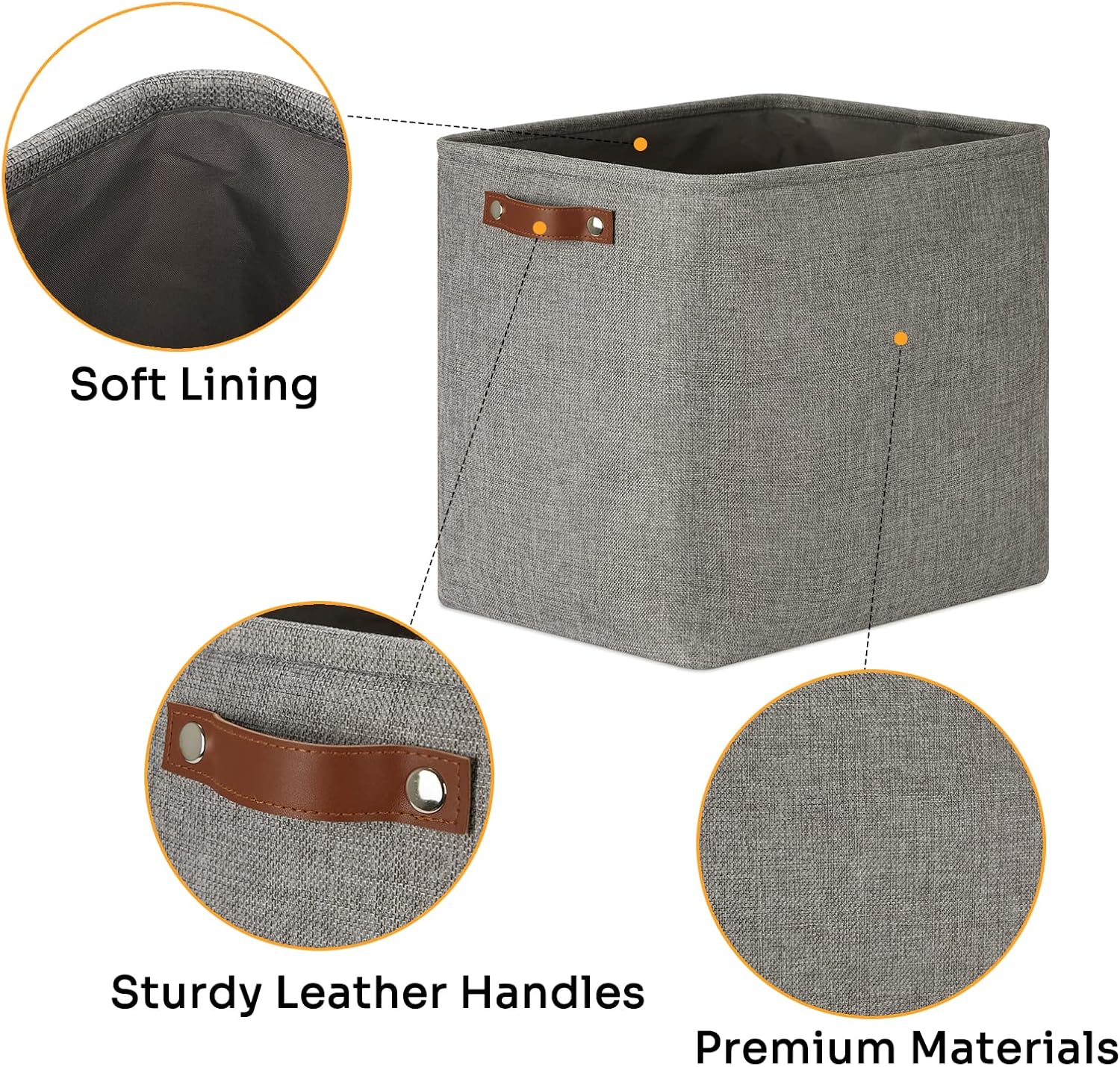 DULLEMELO Grey Storage Baskets 2 Pack Extra Large Fabric Shelf Baskets for Organizing, Closet