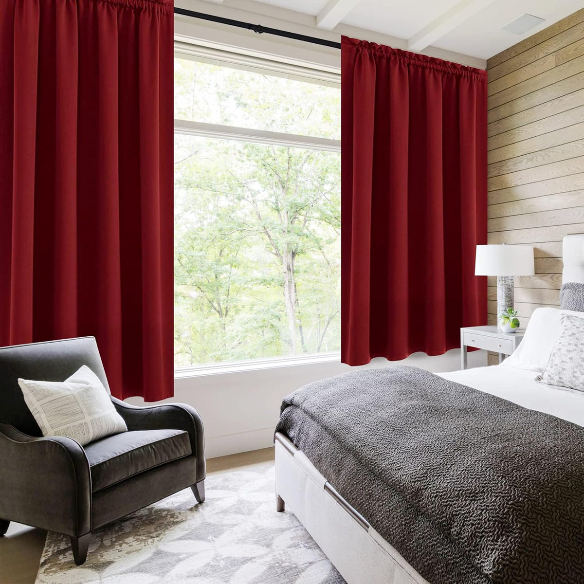 DWCN Christmas Burgundy Room Darkening Blackout Curtains - Thermal Insulated Privacy Energy Saving