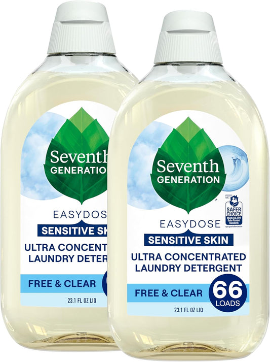 Seventh Generation Laundry Detergent, Ultra Concentrated EasyDose, Free & Clear, 23.1 Fl Oz (Pack