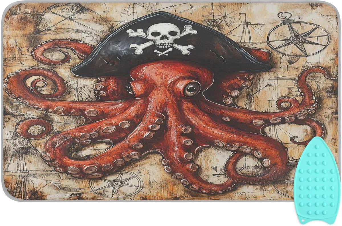 Octopus Pirate and Compass Ironing Mat for Table top Portable Ironing Pad Blanket for Washer Dryer