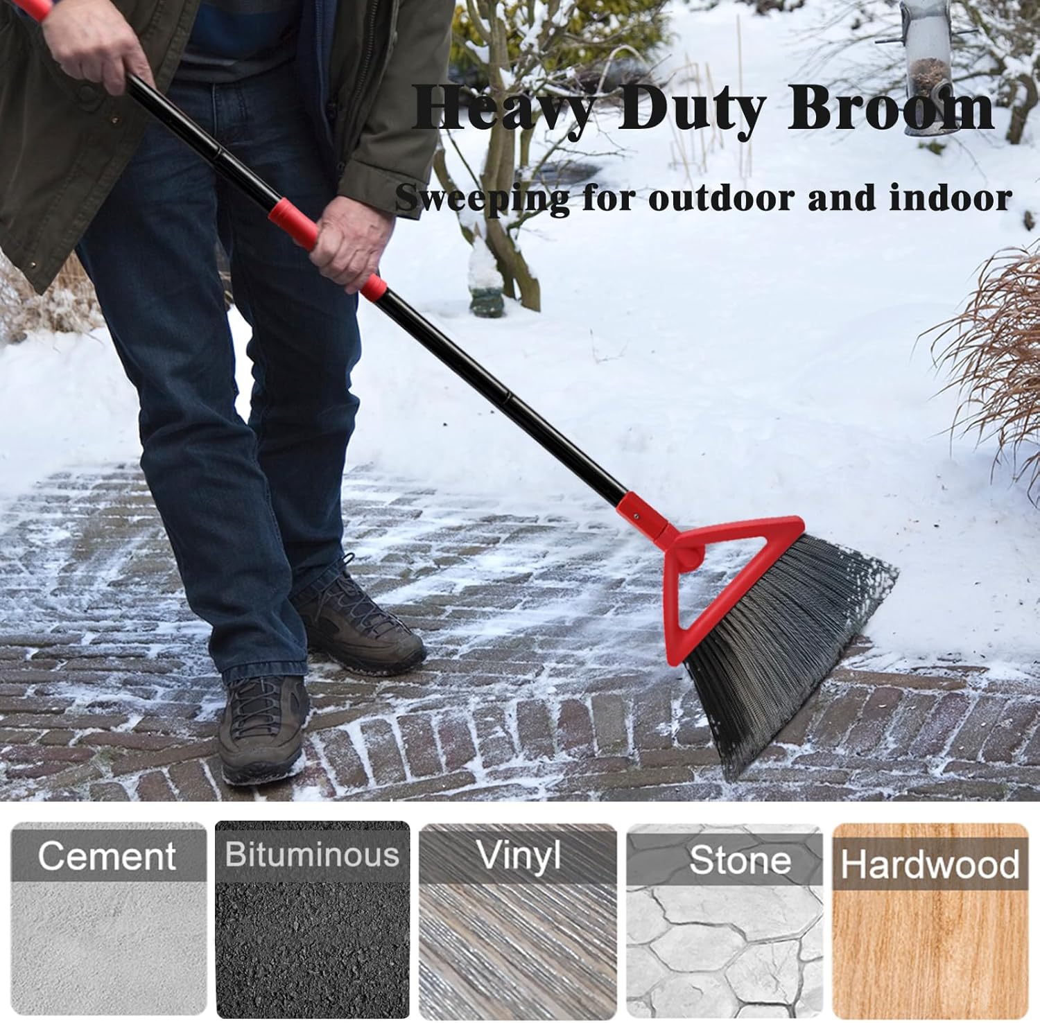 Heavy Duty Angle Broom, 3 Pack Longer Commercial Brooms, Swipe Brooms for Sweeping Indoor Outdoor
