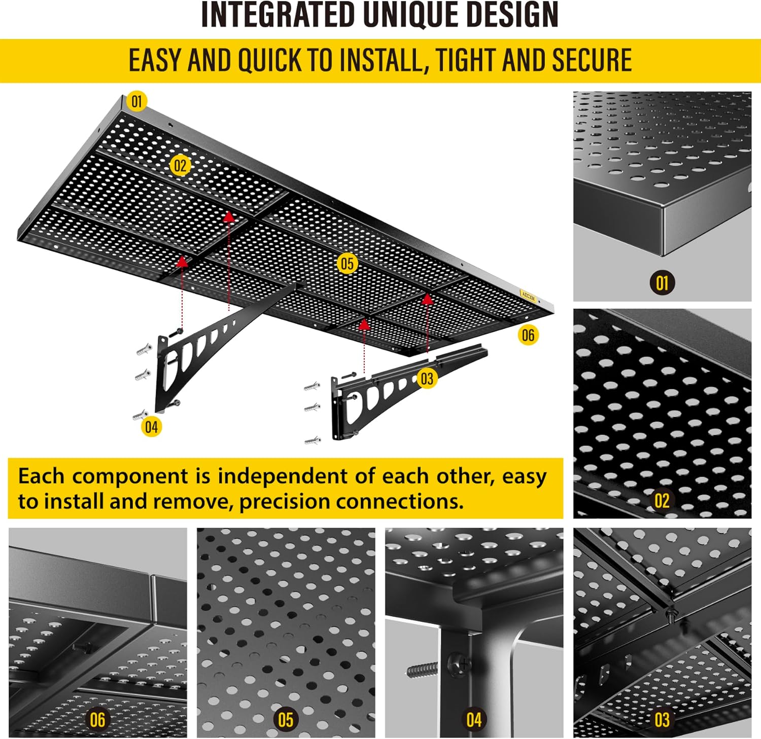 4-Pack 1.64x4ft Adjustable Garage Wall Shelving 1120lbs Load Capacity Heavy Duty Wall Mounted