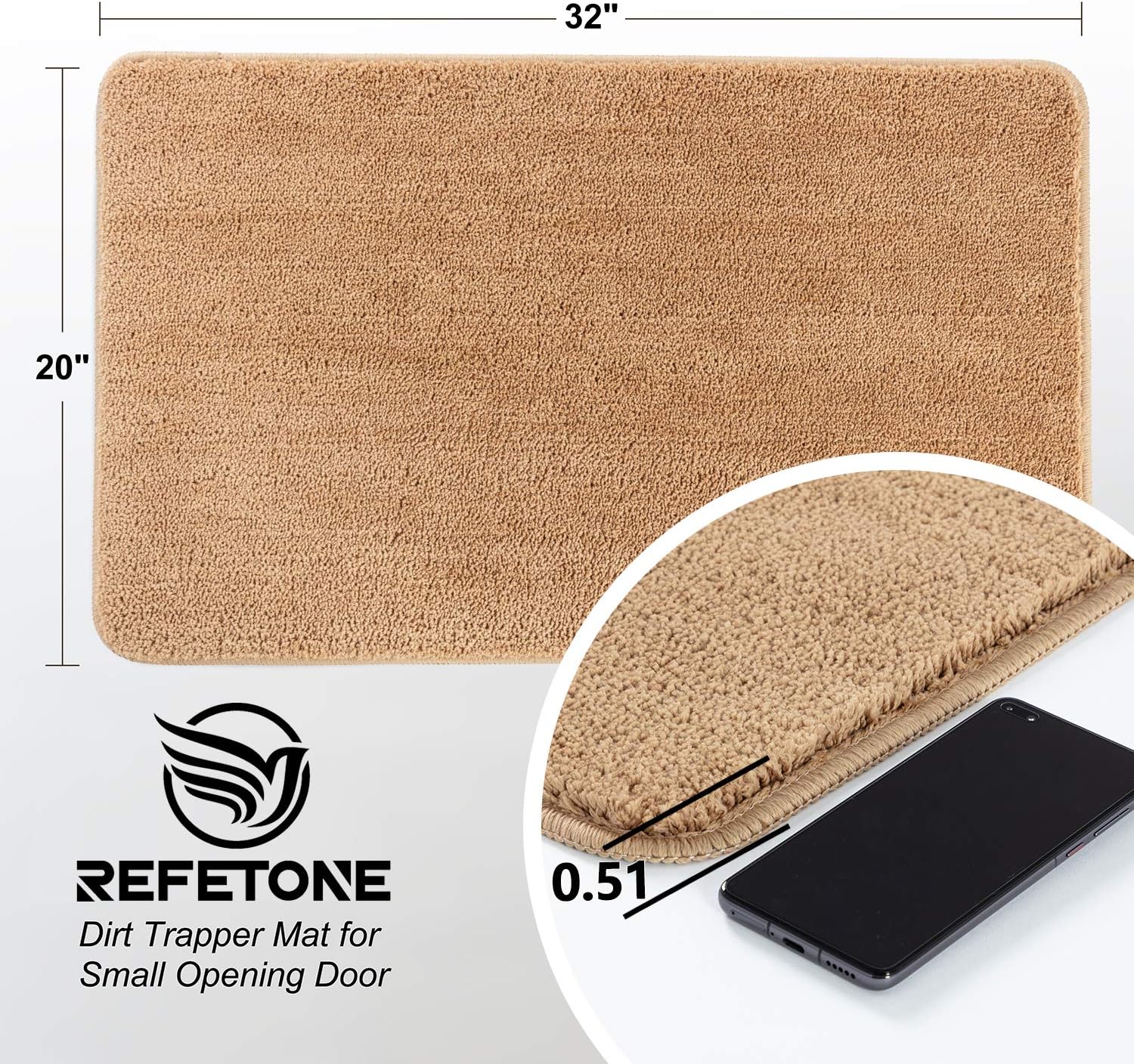 REFETONE Indoor Door Mat, Front Back Door Mat, Non-Slip Absorbent Resist Dirt Entrance Rug Inside