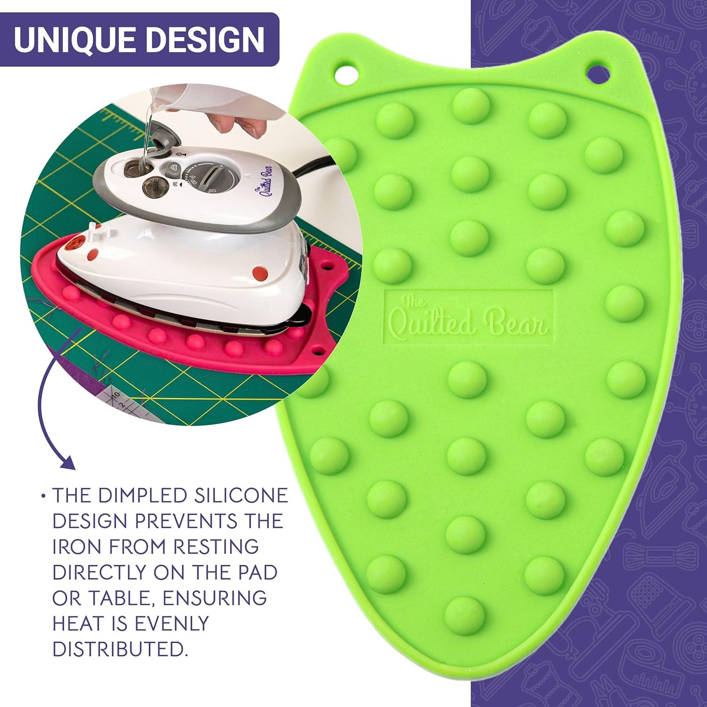 The Quilted Bear Mini Iron Rest - Silicone Heat Resistant Mat for Stress-Free Crafting, Sewing &