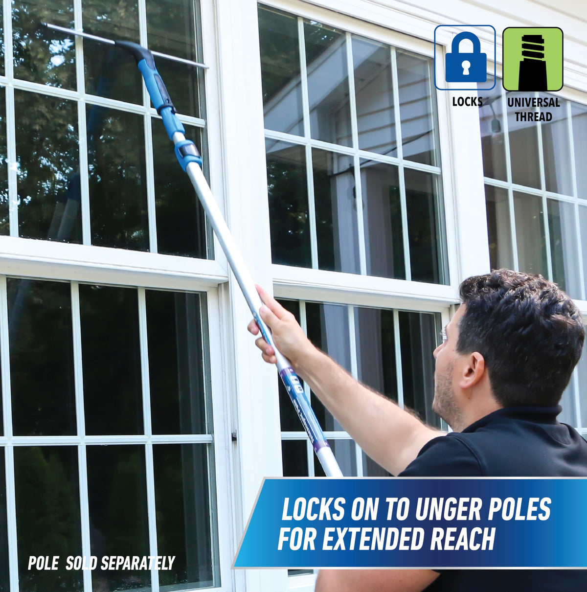 Unger Professional Connect and Clean 18” EZ Change Window and Glass Cleaning Squeegee, Large and