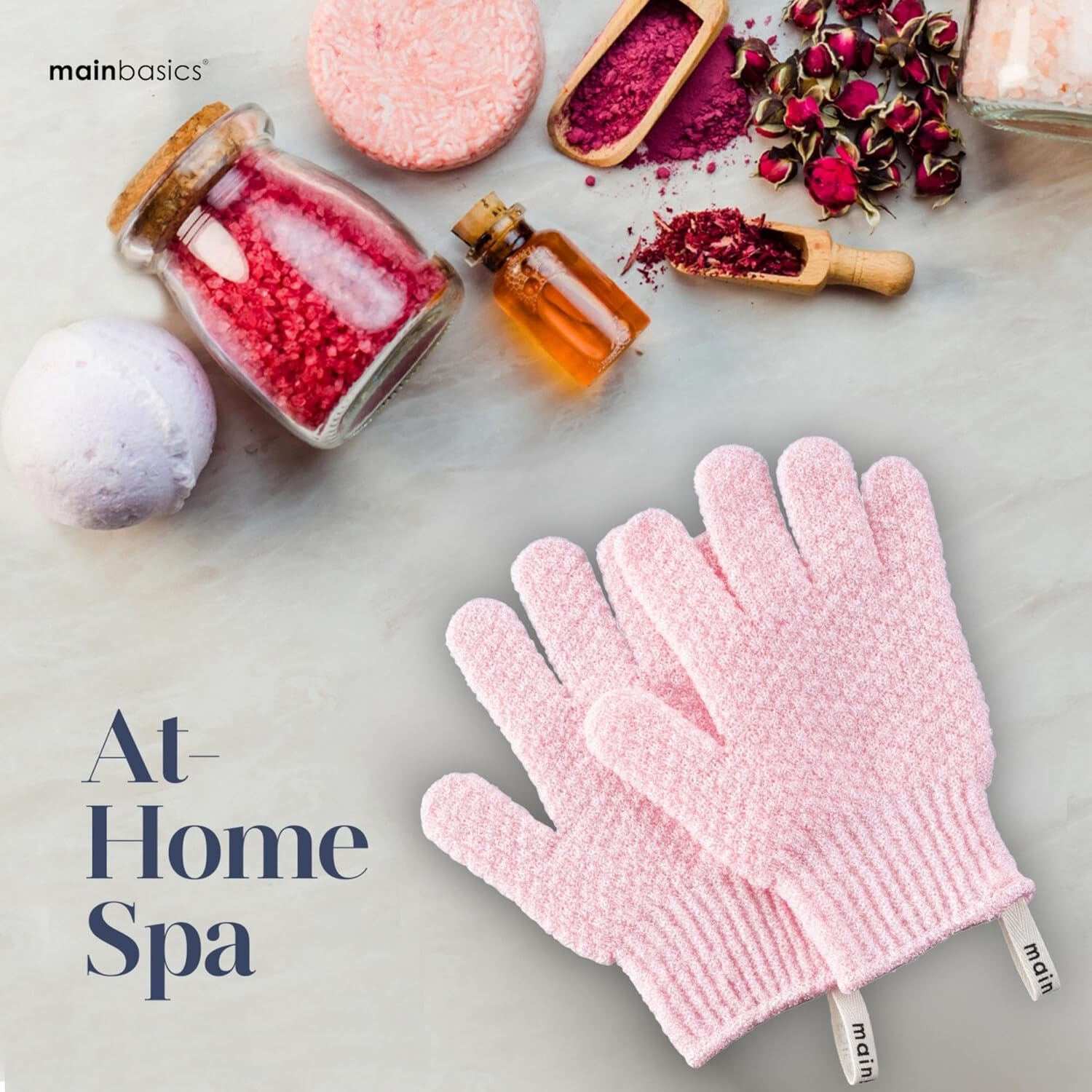 MainBasics Deep Cleansing Exfoliating Bath Gloves - Heavy-Textured Nylon Shower Scrub for Dead Skin
