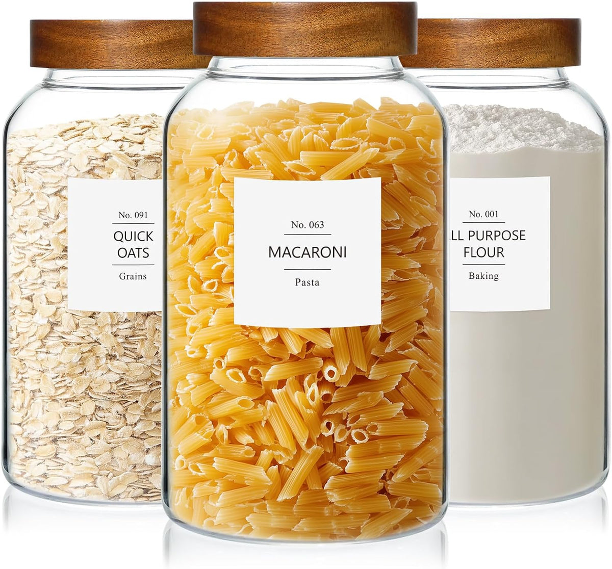 KEYWING 88oz Large Glass Jars with Airtight Acacia Wood Lids, Set of 3 Food Storage Containers for