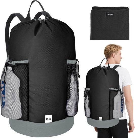 BALEINE 150L Laundry Bag Backpack, 900D Oxford Fabric Large Travel Laundry Bags with Shoulder