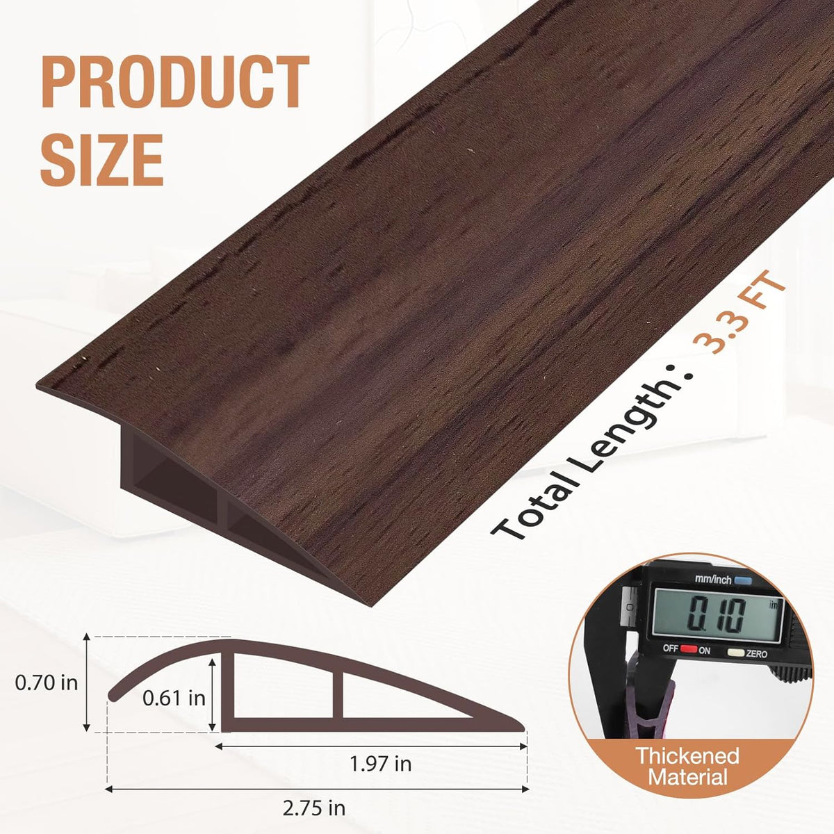 Floor Transition Strip Self Adhesive Vinyl Door Threshold for Doorways Carpet Edging Trim Overlap