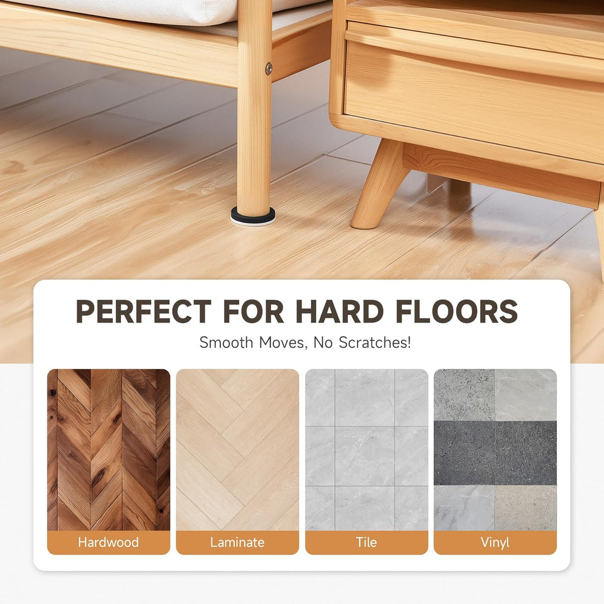 CO-Z 24pcs Felt Furniture Sliders for Hardwood Floors, 2 1/2 in Reusable Furniture Pads, Heavy