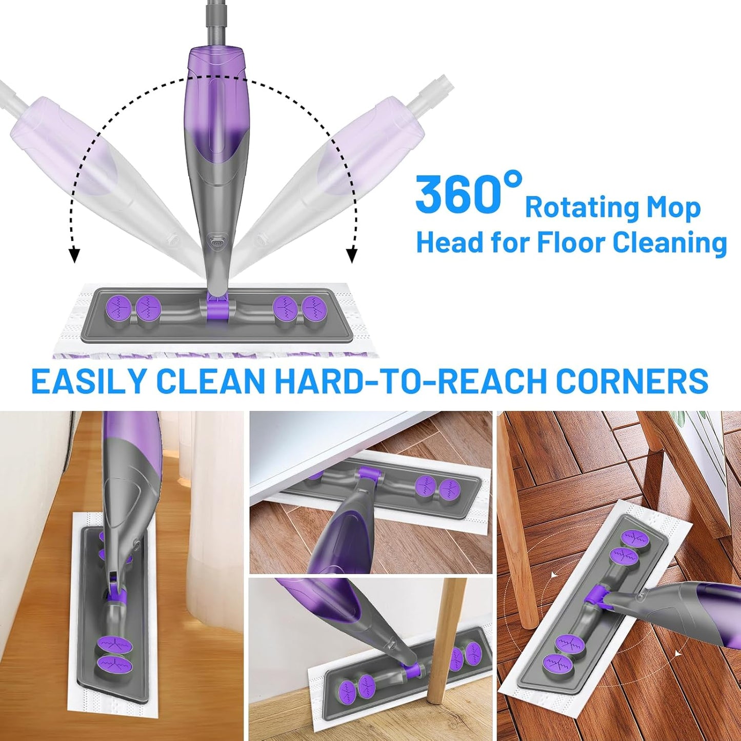 Spray Mops for Floor Cleaning - Wet Dry Mops with 6 Disposable Pads for Swiffer Powermop