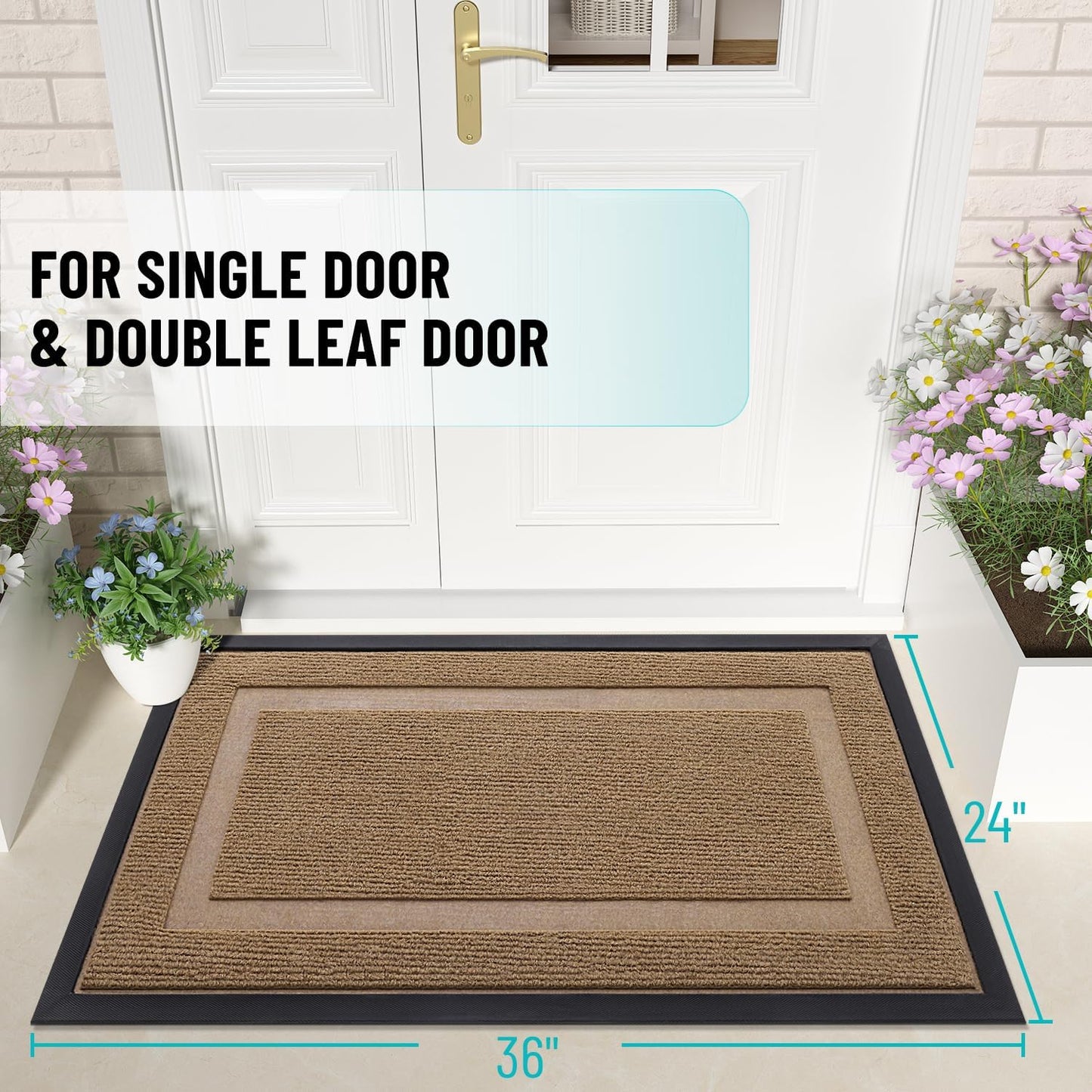 OLANLY Front Door Mat Indoor Outdoor Entrance, Waterproof All-Season, All-Weather Doormat, Sturdy