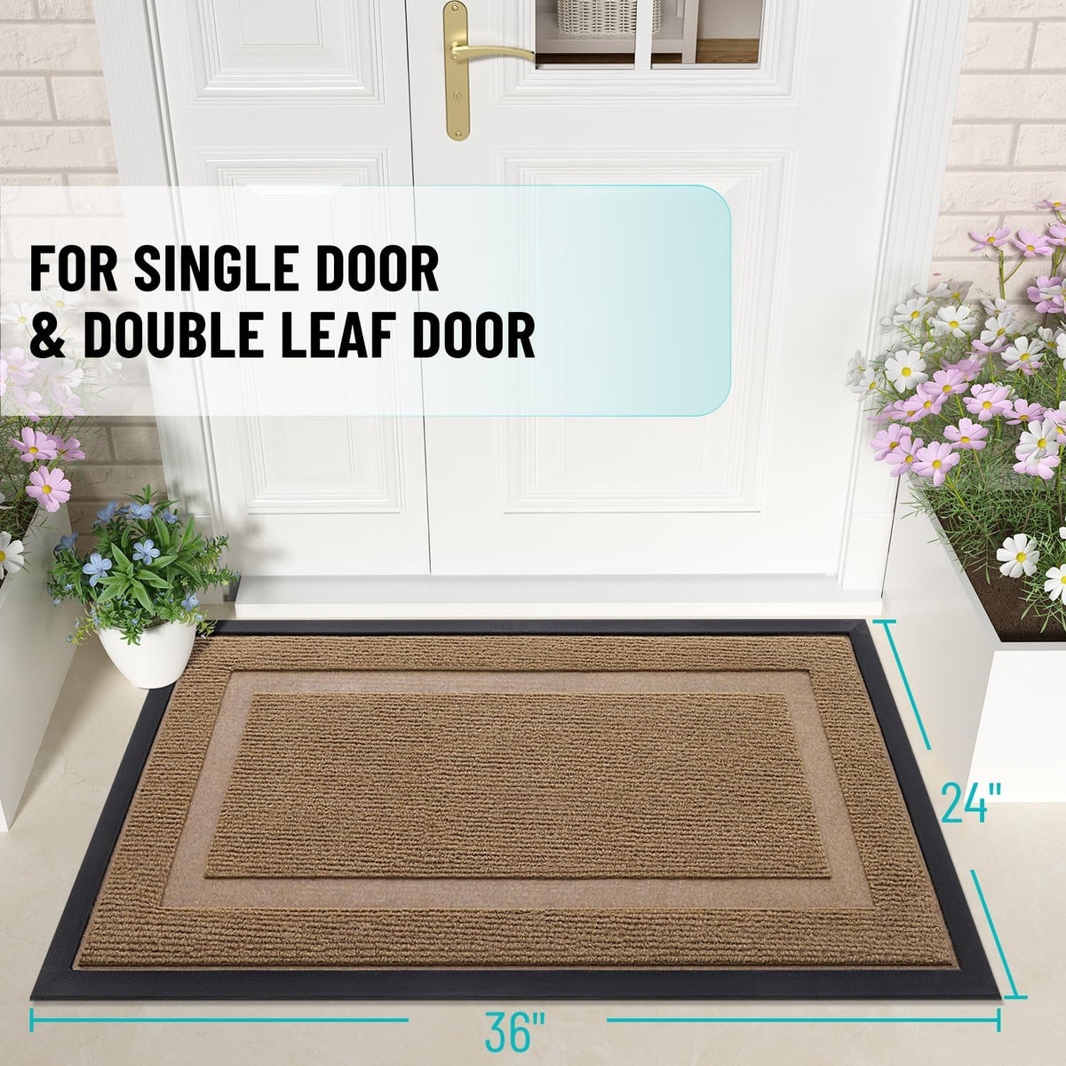 OLANLY Front Door Mat Indoor Outdoor Entrance, Waterproof All-Season, All-Weather Doormat, Sturdy
