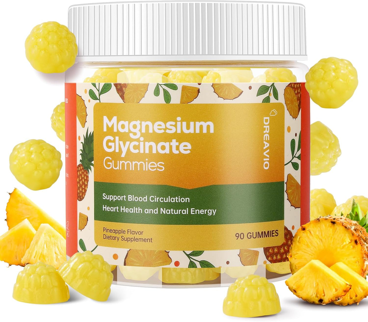90 Count Magnesium Glycinate Gummies 400mg w/Ashwagandha Supplement - Sugar Free Zinc Magnesium