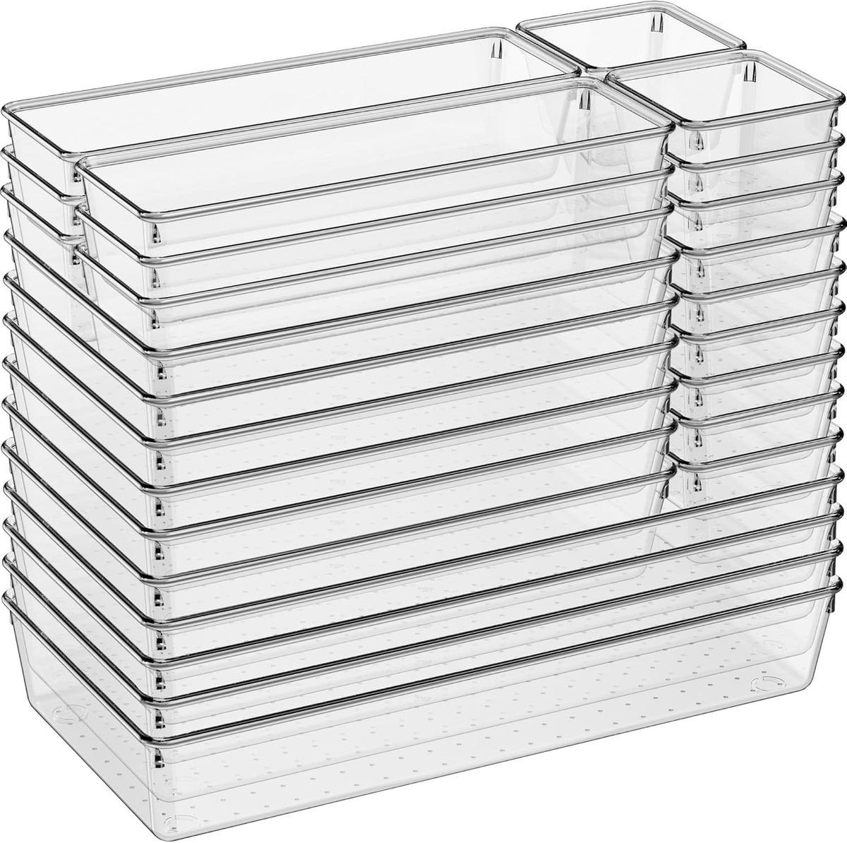 Large Clear Plastic Drawer Organizer 28 Pack - 5 Sizes (XL to small) Acrylic Drawer Organizer Trays