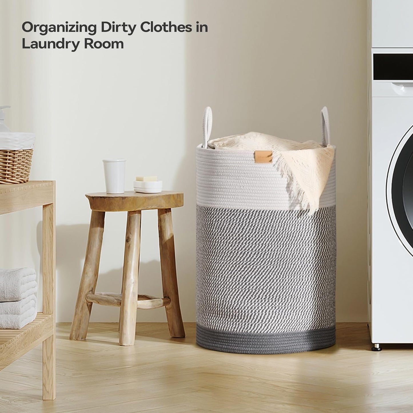 Laundry Hamper 75L,Large Laundry Basket for Clothes,Decorative Storage Basket for Blankets,Cotton