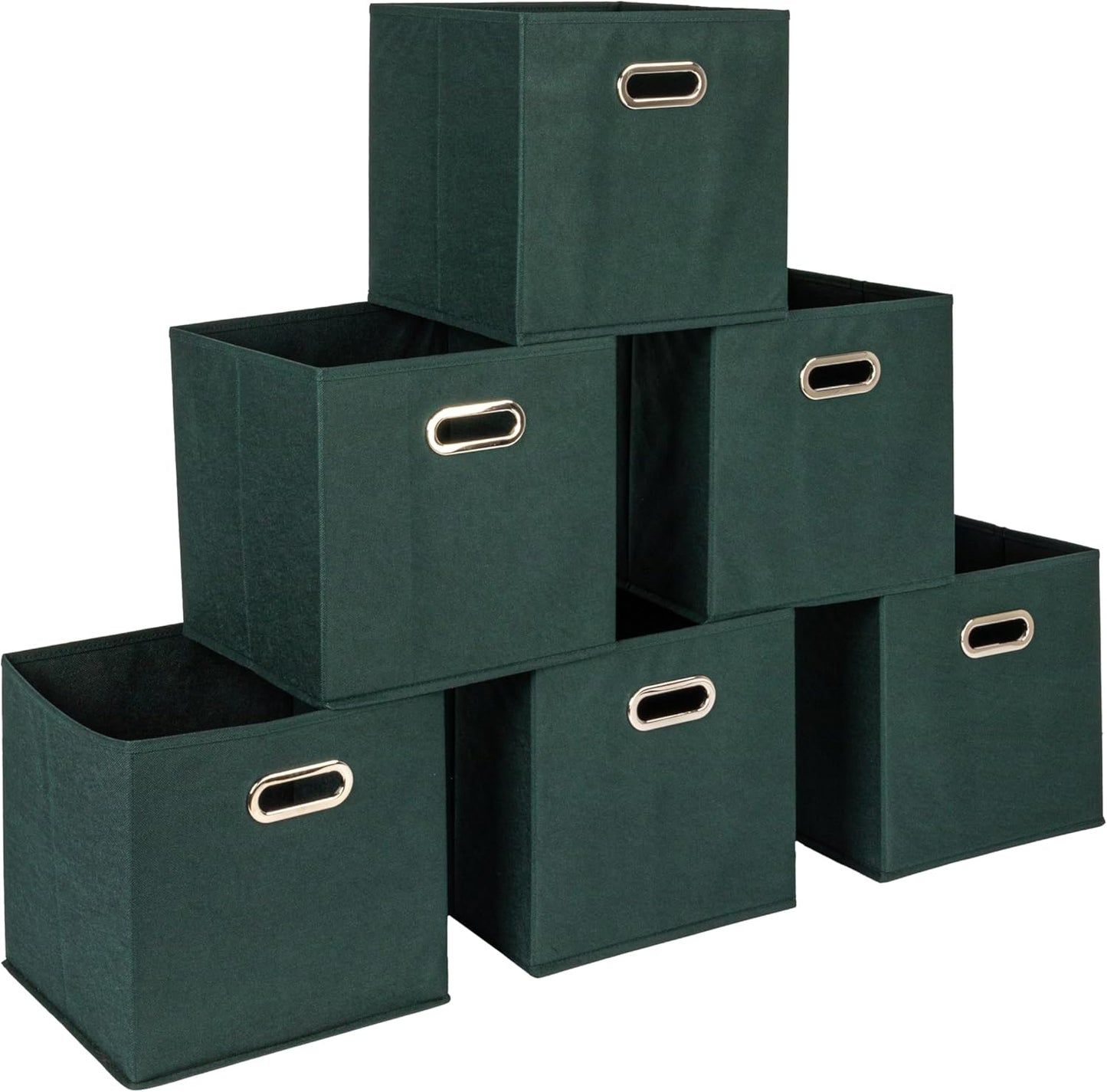 Household Essentials Fabric Storage Cube Bins, 6 Piece Set, Strong Poly-Woven Fabric, Chipboard