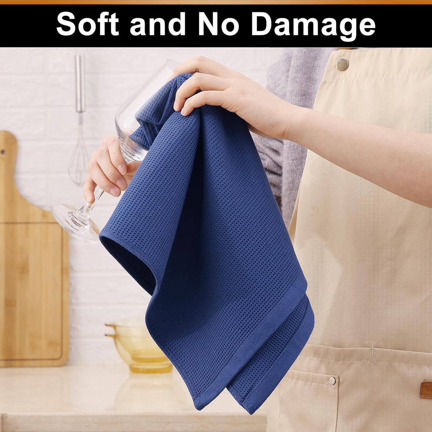Homaxy 100% Cotton Waffle Weave Kitchen Towels - 8 Pack Soft and Absorbent Dish Towels - 16 x 26