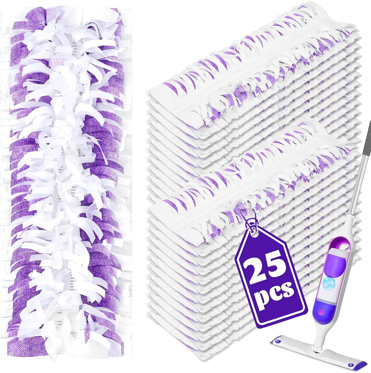 25 Pack Disposable Mop Pads for Swiffer Power Mop Pads, Replacement for Swiffer Power Mop Refills