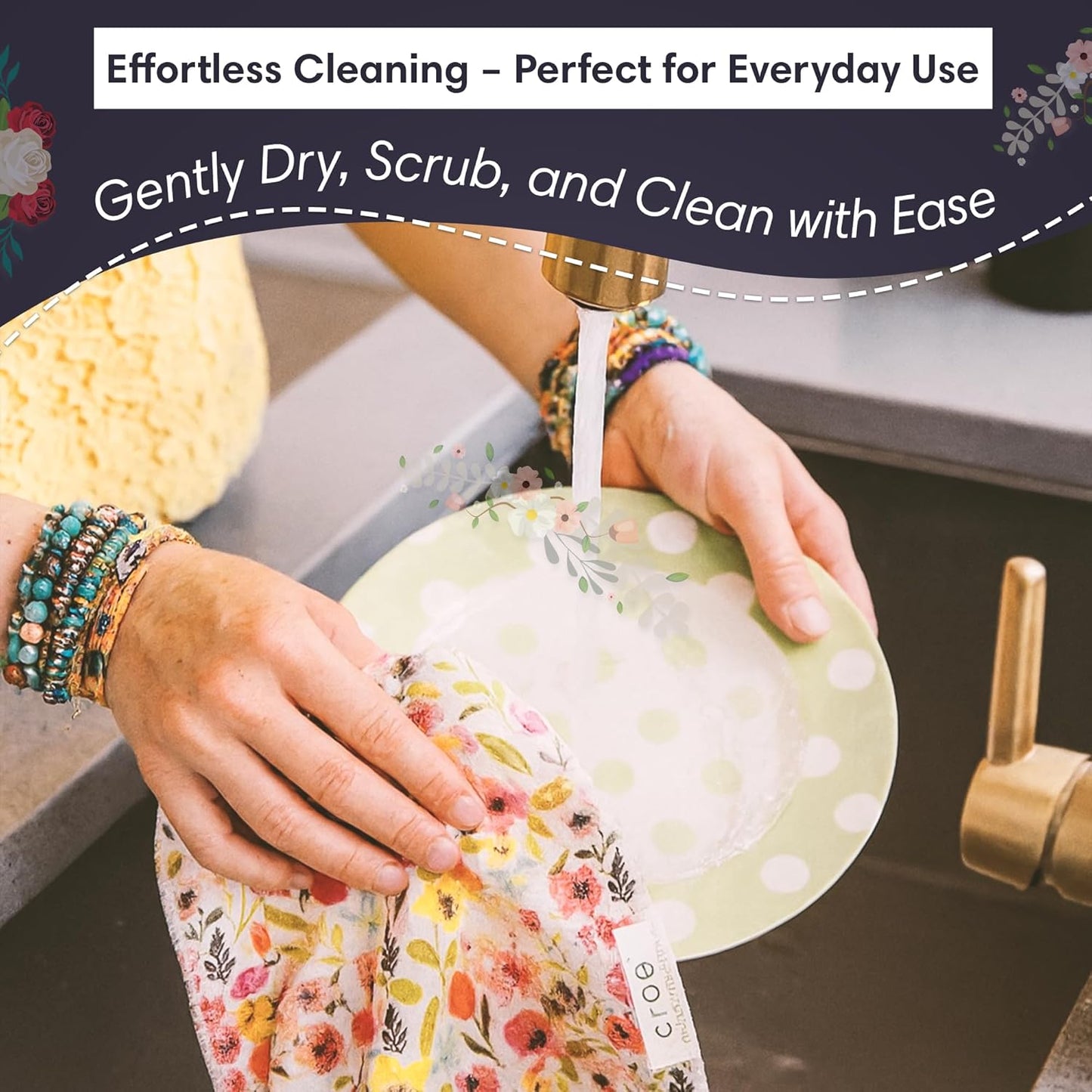 Microfiber Hand Towel & Washcloth Set of 2 - Double-Sided, Waffle Weave, Super Absorbent