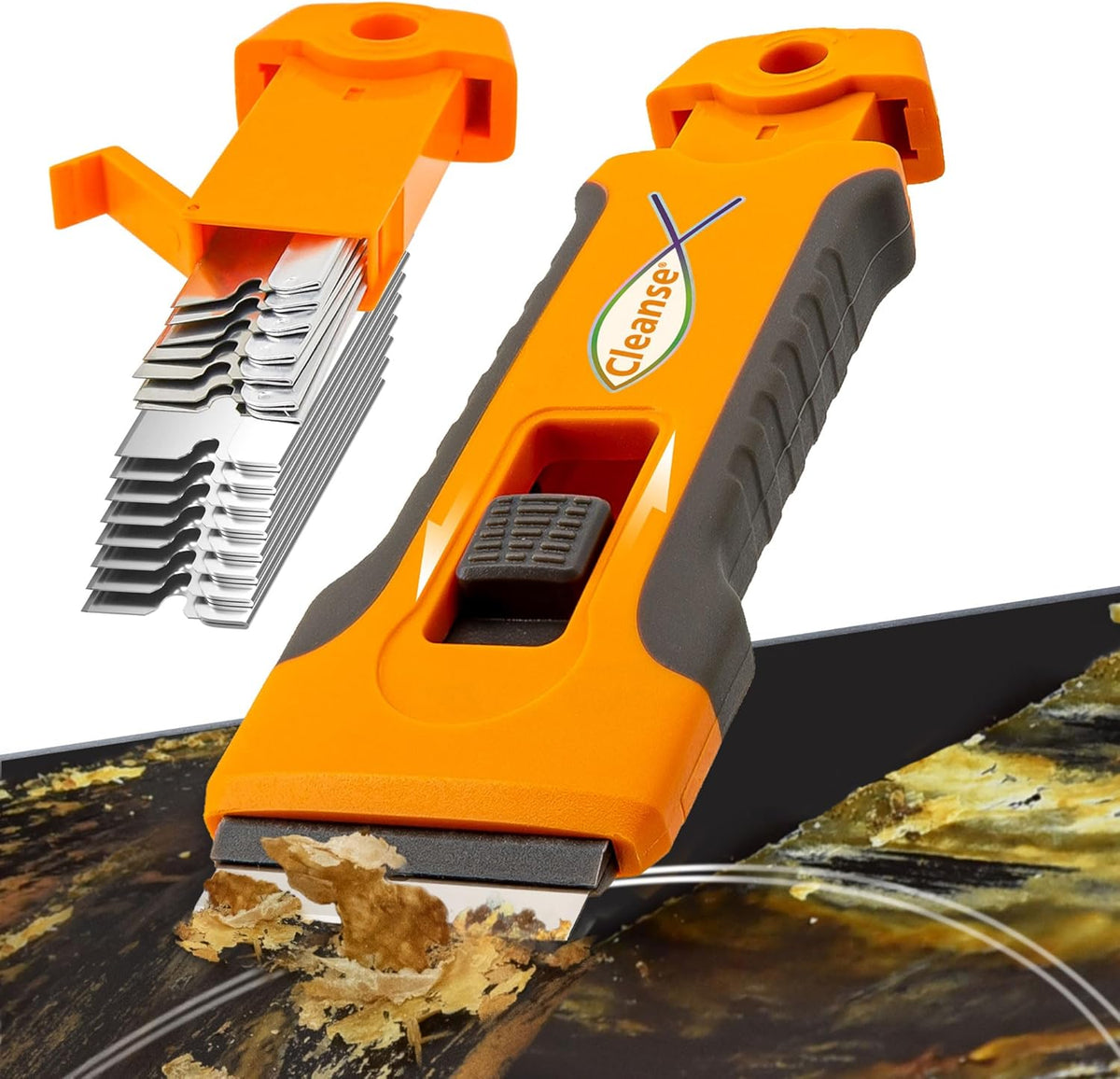Razor Blade Scraper Tool with 15pcs Extra Blades, Cleaning Razor Scraper for Glass, Glass Top Stove