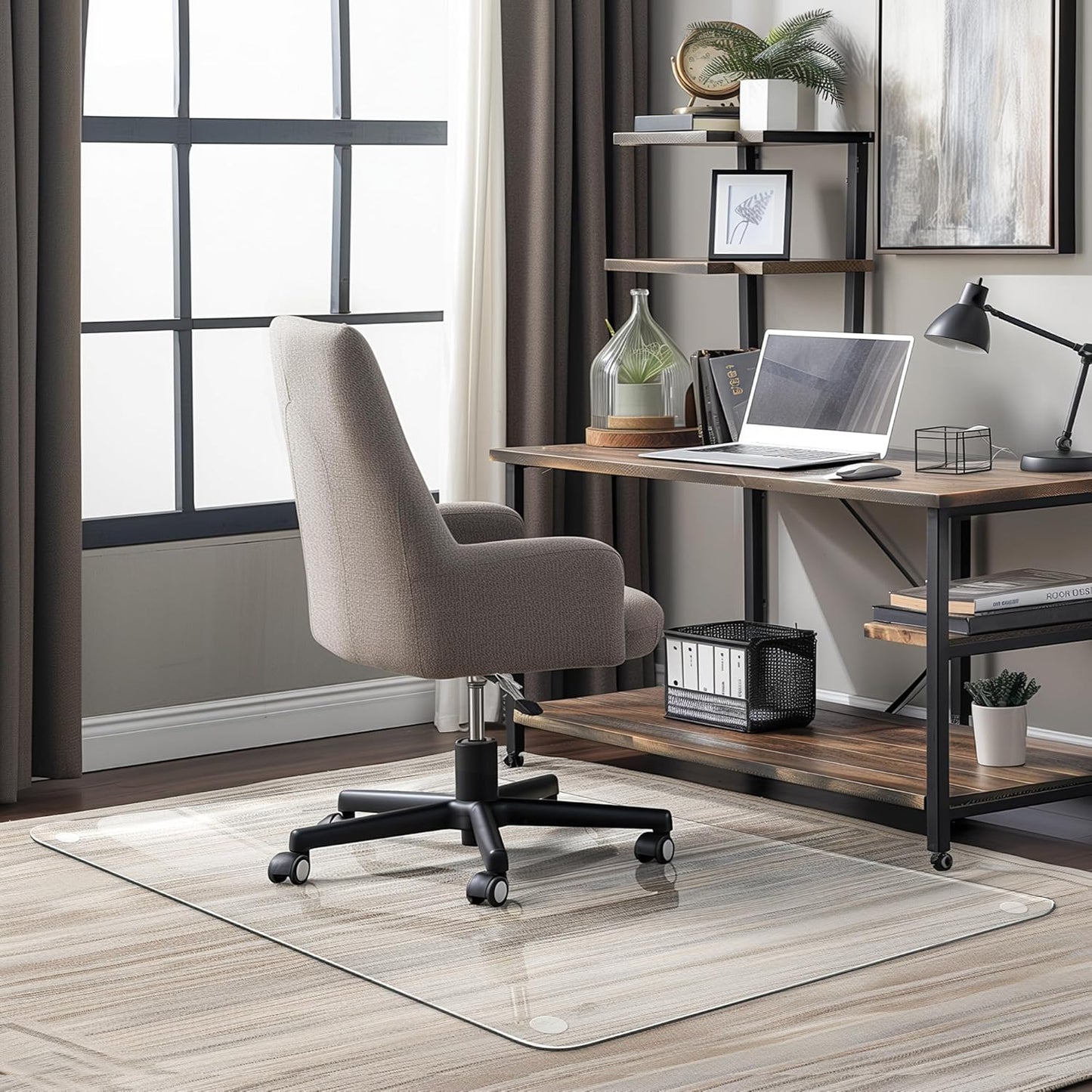 Office Chair Mat for Carpet & Hardwood, Upgraded 29" x 48" Dual Use Tempered Glass Chair Mat for