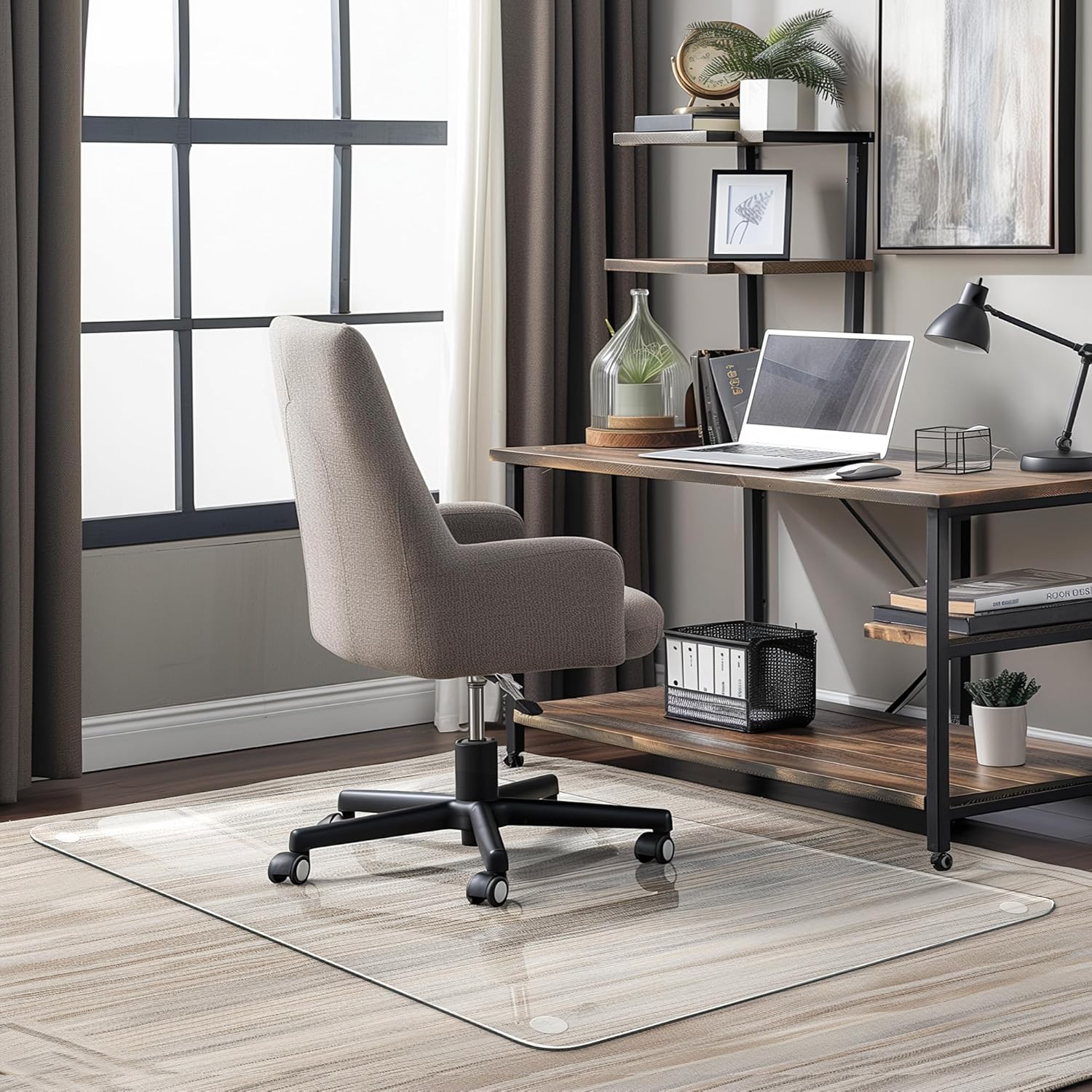 Office Chair Mat for Carpet & Hardwood, Upgraded 29" x 48" Dual Use Tempered Glass Chair Mat for