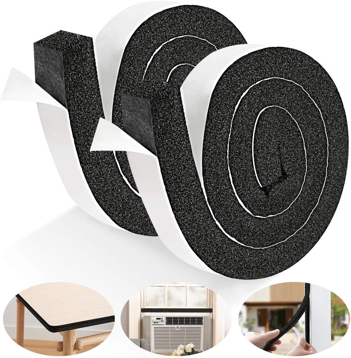 YIJUHOU 2 Rolls 1.18 Inch X 1 Inch Open Cell Foam Tape for Window Air Conditioner Insulation,High