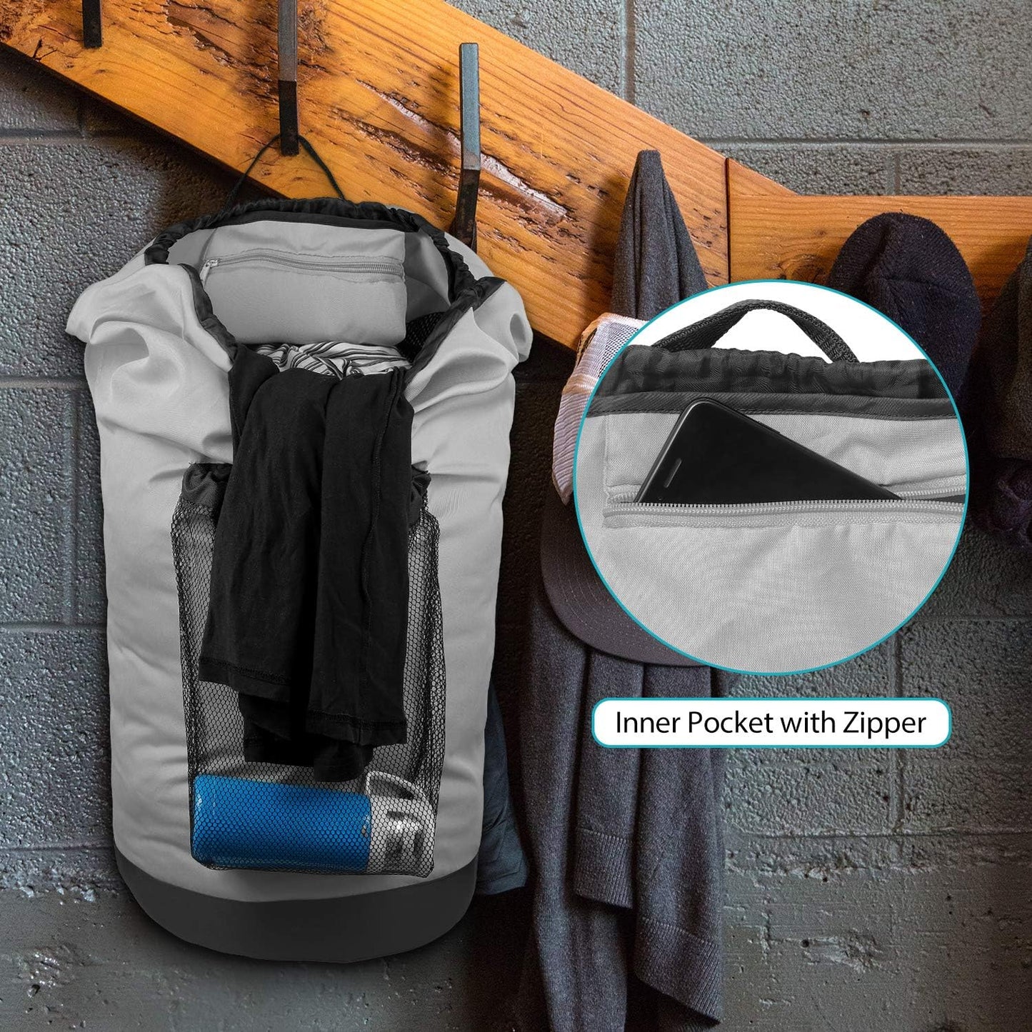 Dalykate Backpack Laundry Bag, Laundry Backpack with Shoulder Straps and Mesh Pocket Durable Nylon