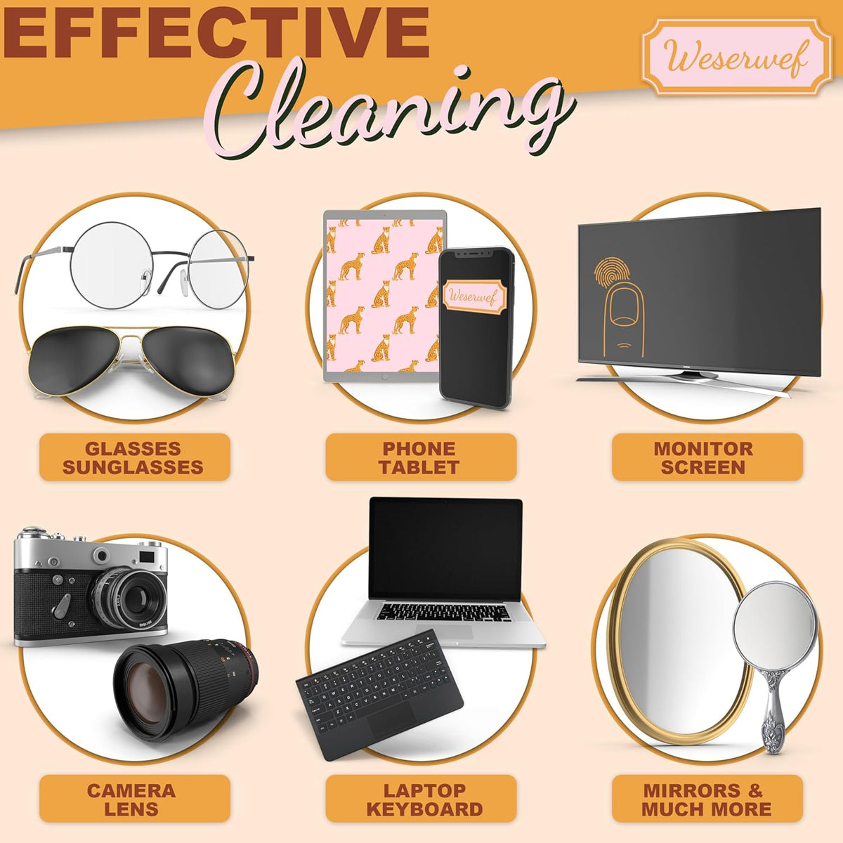 WESERWEF Design Microfiber Glasses Cleaning Cloth – Premium Cleaning Cloth for Eyeglasses, Screens