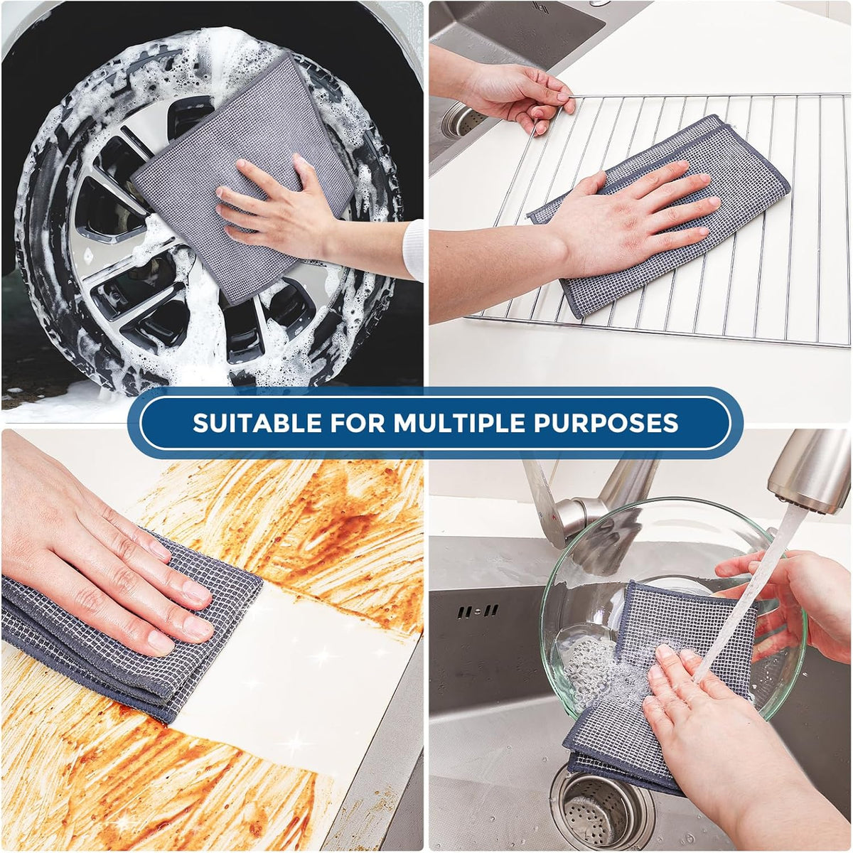 10 Pcs New Upgrade 3-Layer Non Scratch Wire Dishcloth,Wire Dishwashing Rag, Non-Scratch Wire