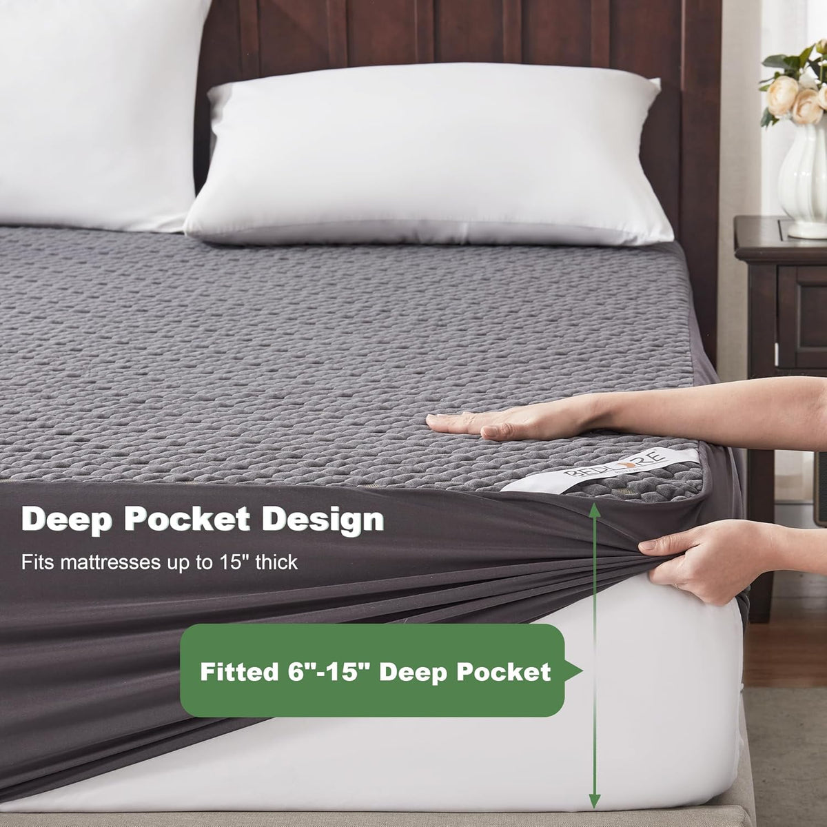 Waterproof Mattress Protector, Twin Size Mattress Pad Fitted 6"-15" Deep Pocket, 3D Air Fabric Soft