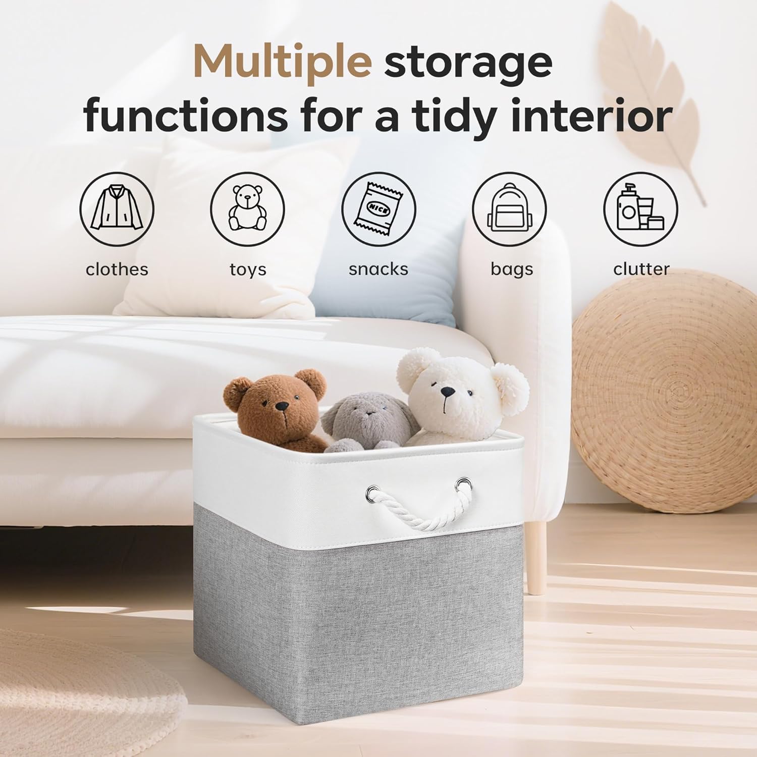13x13 Inch Cube Storage Bins with Reinforced Bottom Cardboard, 6 Pack Large Collapsible Fabric