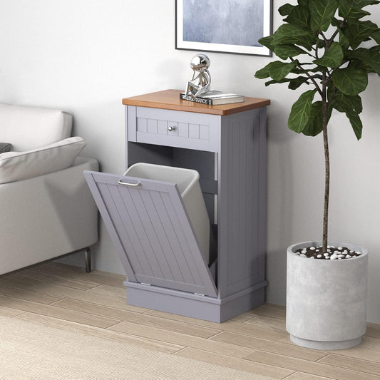 Betterhood Tilt Out Trash Cabinet 10 Gallon Wooden Free Standing Laundry Sorter Cabine,Recycling