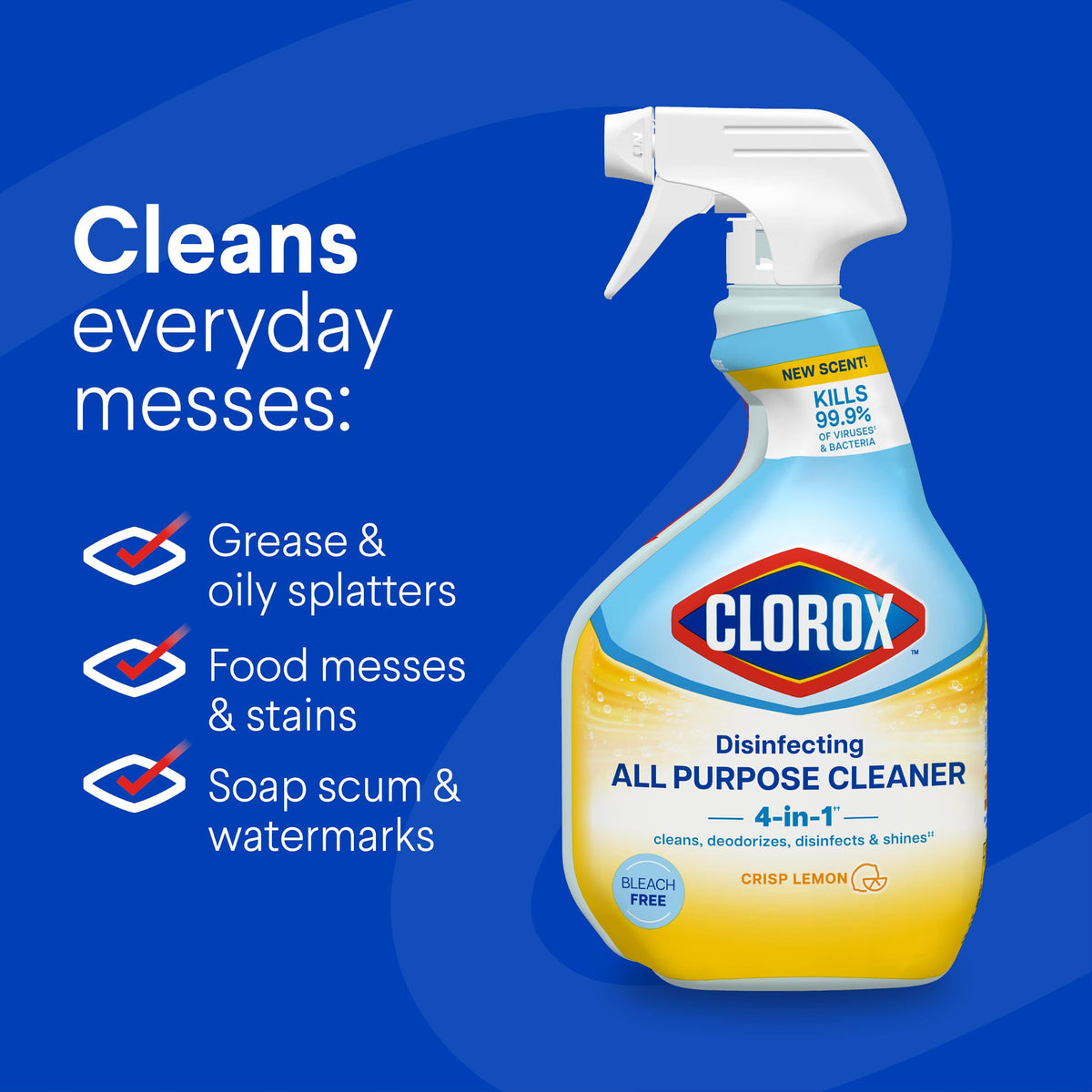 Clorox Disinfecting All-Purpose Cleaner, 32 fl. Oz., and Bathroom Cleaner, Bleach Free, Household