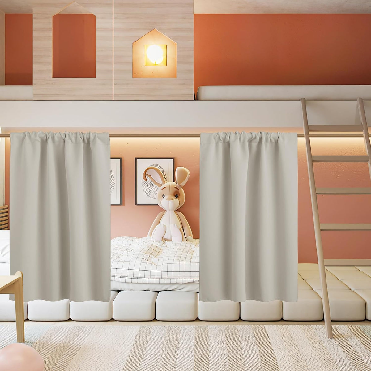 RYB HOME Blackout Short Cafe Curtains, Privacy Light Block Small Window Curtains for Bedroom