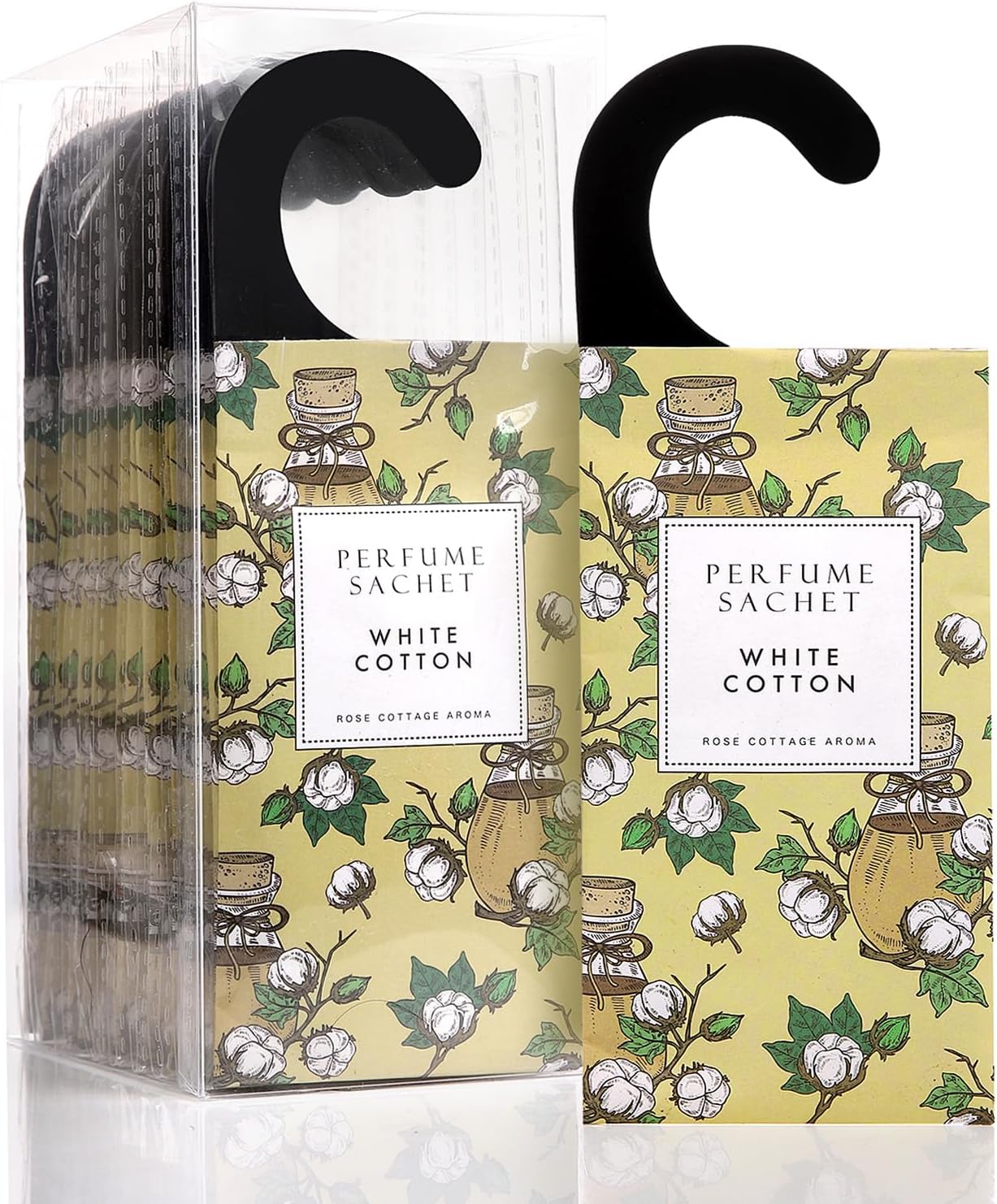 ROSE COTTAGE Large 12 Packs White Cotton Hanging Closet Deodorizer Air Freshener Long Lasting
