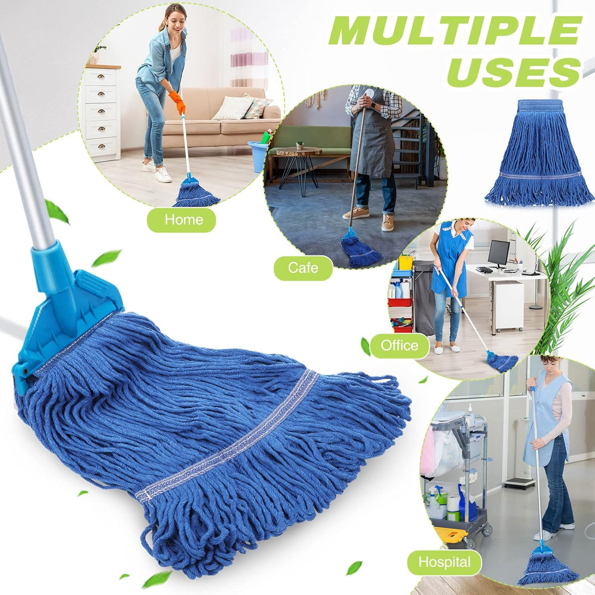 Roshtia 30 Pieces Commercial Mop Head Replacement Floor Cleaning Wet Mop Heads Heavy Duty Large