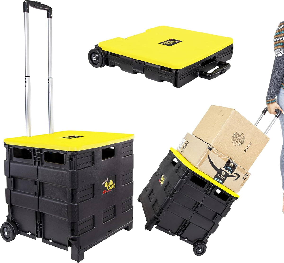dbest products Quik Cart Collapsible Rolling Crate on Wheels for Teachers Tote Basket 80 lbs