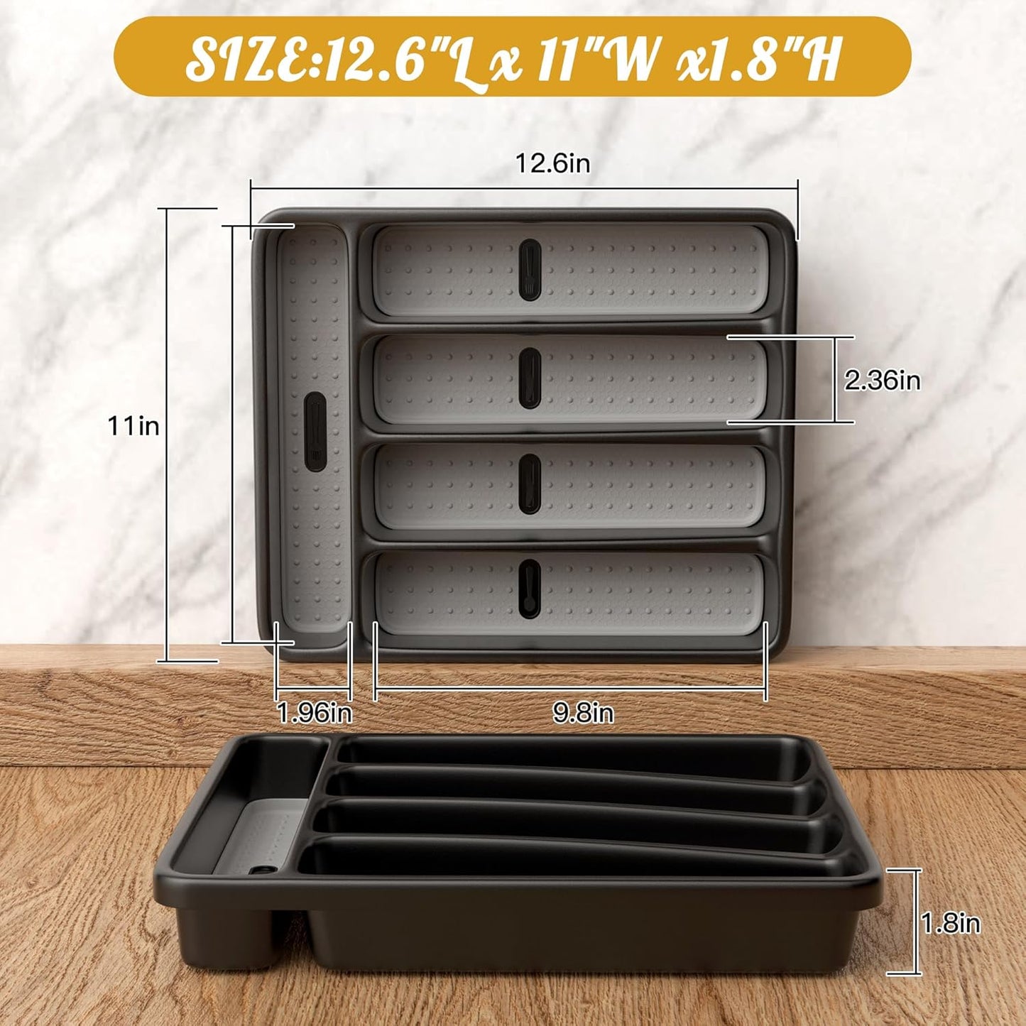 WEBACOO. Silverware Organizer for Kitchen Drawer - Non-Slip Utensil Drawer Organizer - Dishwasher