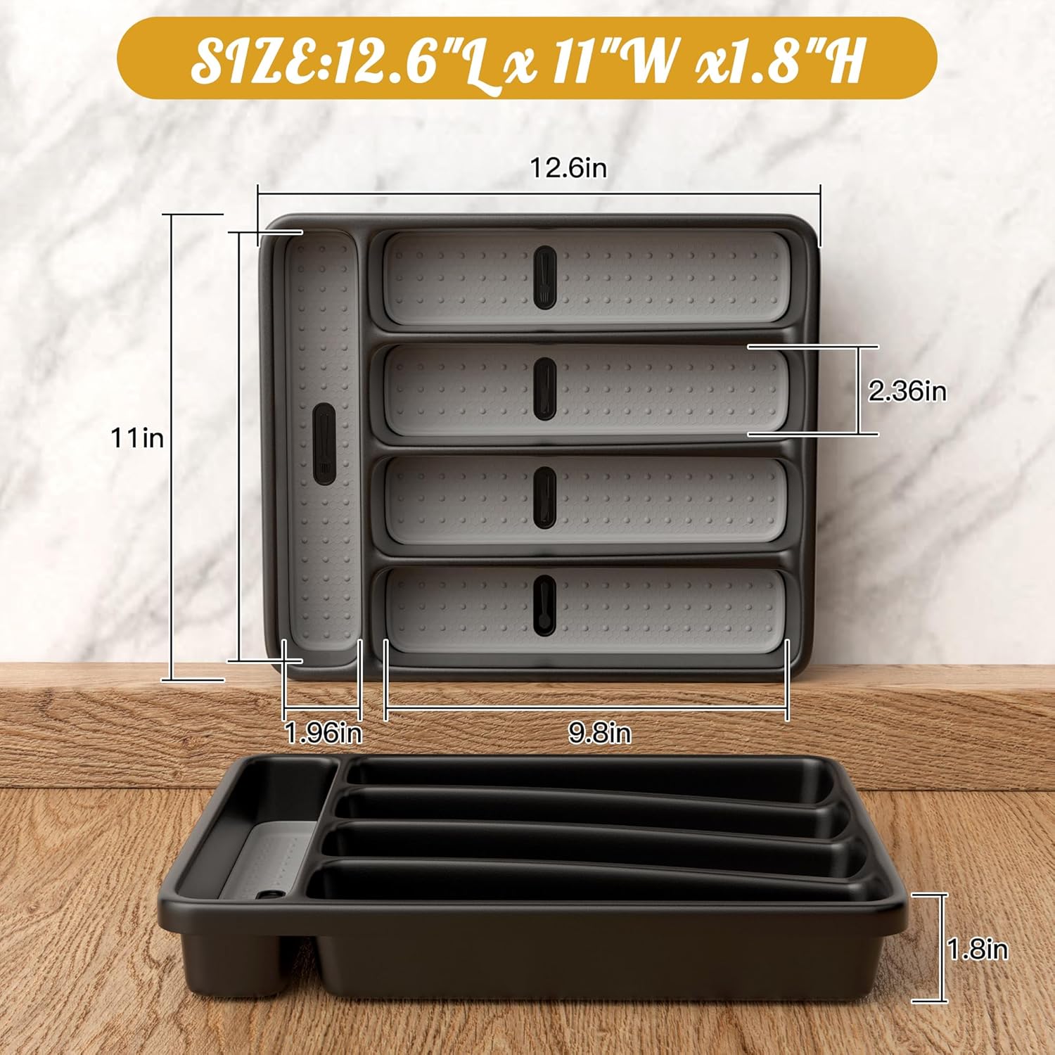 WEBACOO. Silverware Organizer for Kitchen Drawer - Non-Slip Utensil Drawer Organizer - Dishwasher